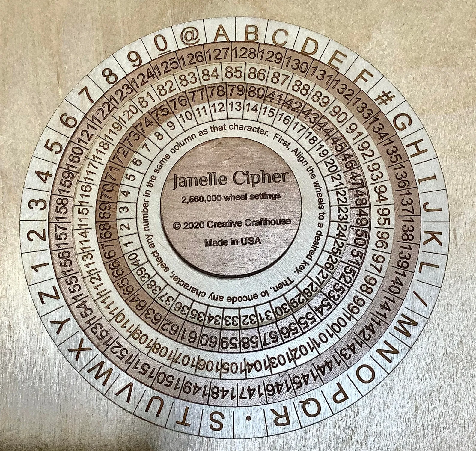 Janelle Cipher Wheel Device, Cipher Tool, Message Decoder, Encryption Device, Enigma Machine,  Cipher Disk Puzzle, Escape Room Prop, Encoder