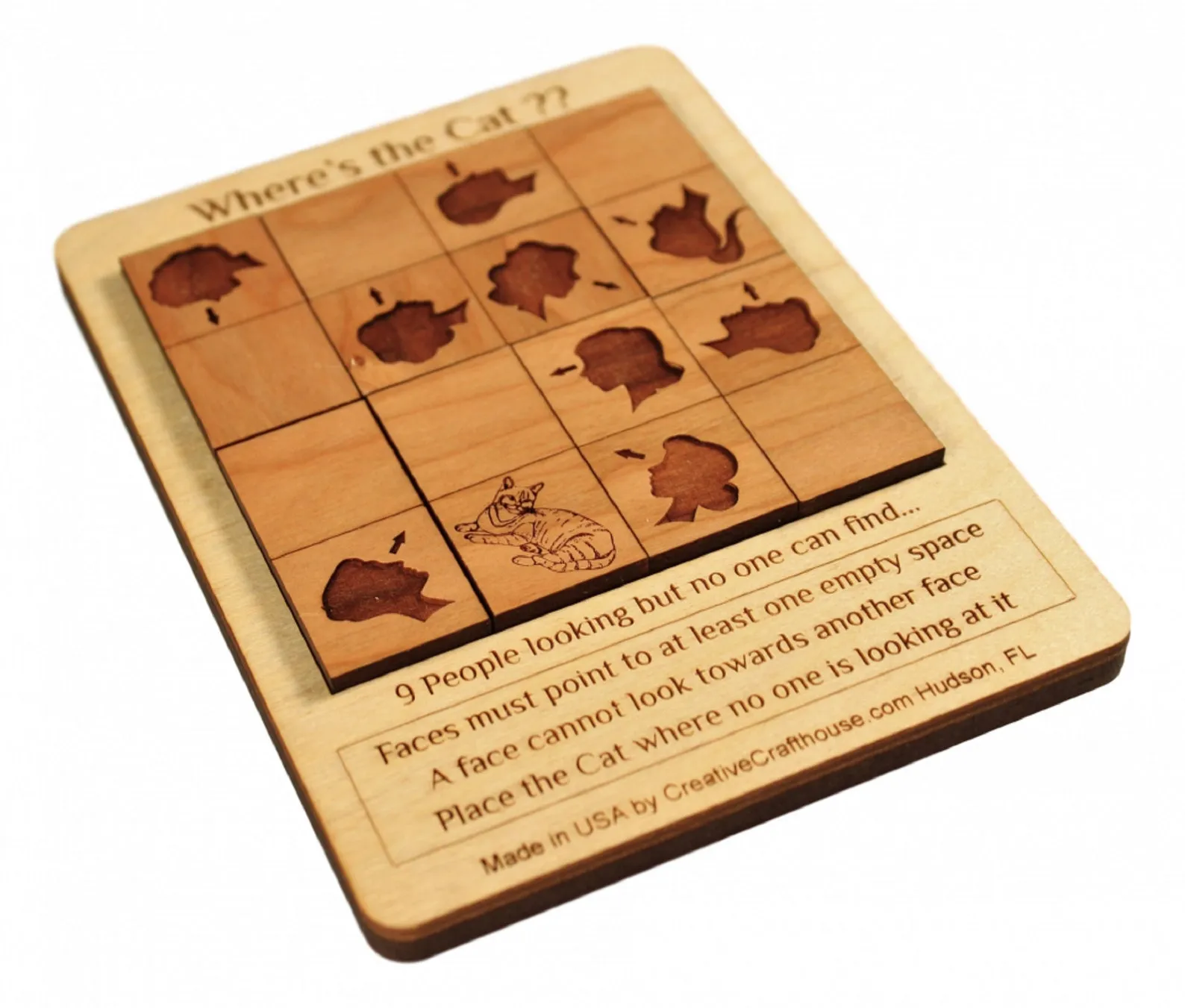 Where's the Cat? Wooden brain teaser Puzzle f