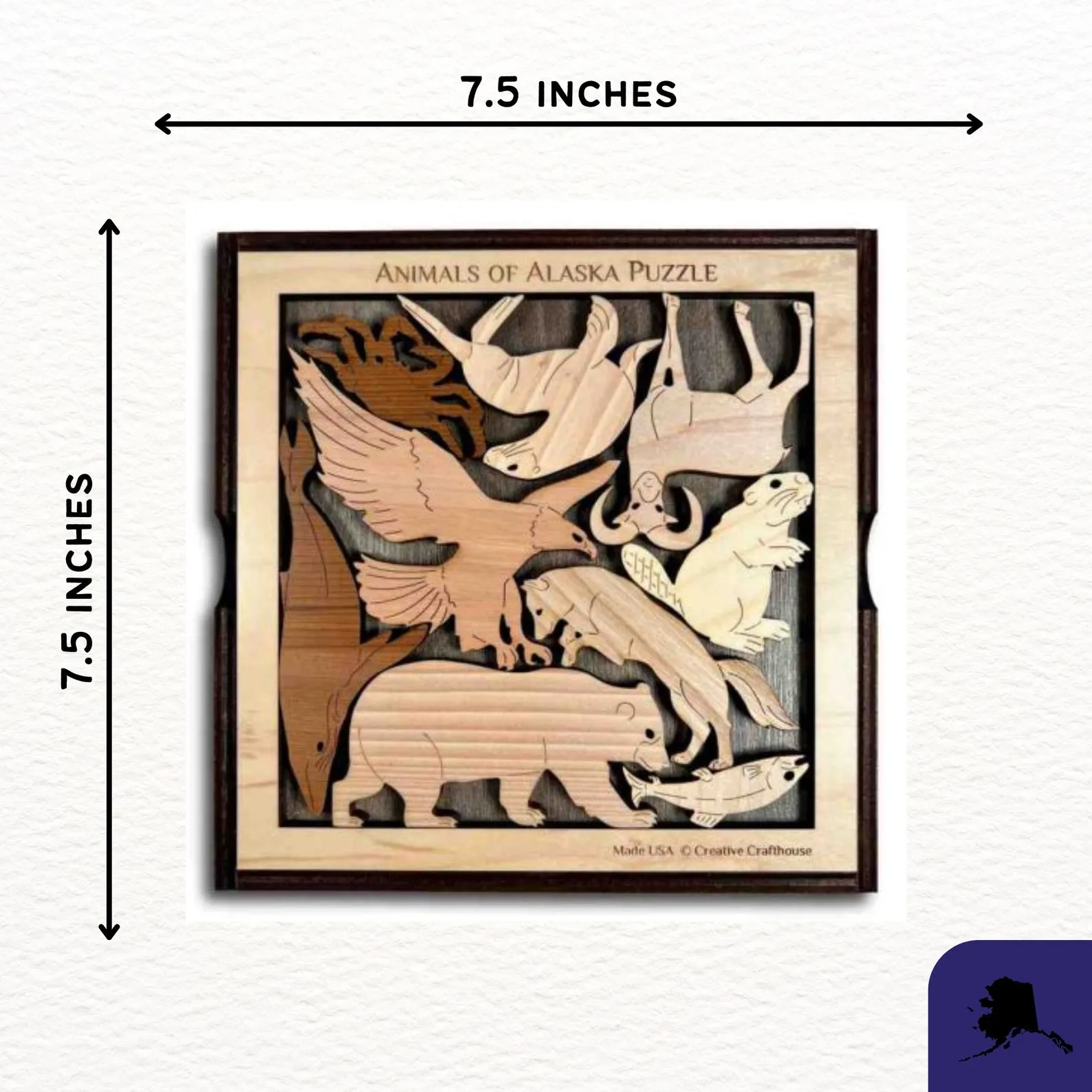 Animals of Alaska Wood Puzzle - artistic and challenging - can be personalized - Image 2