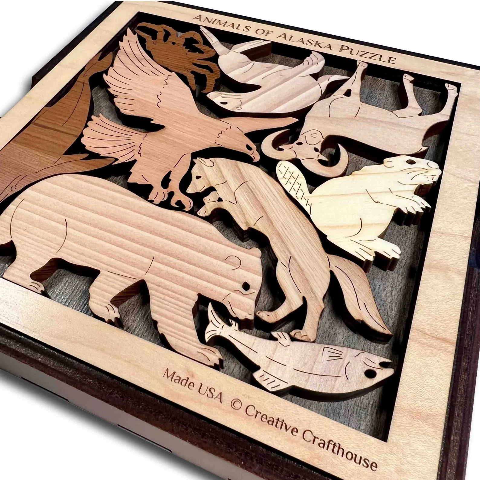 Animals of Alaska Wood Puzzle - artistic and challenging - can be personalized - Image 5