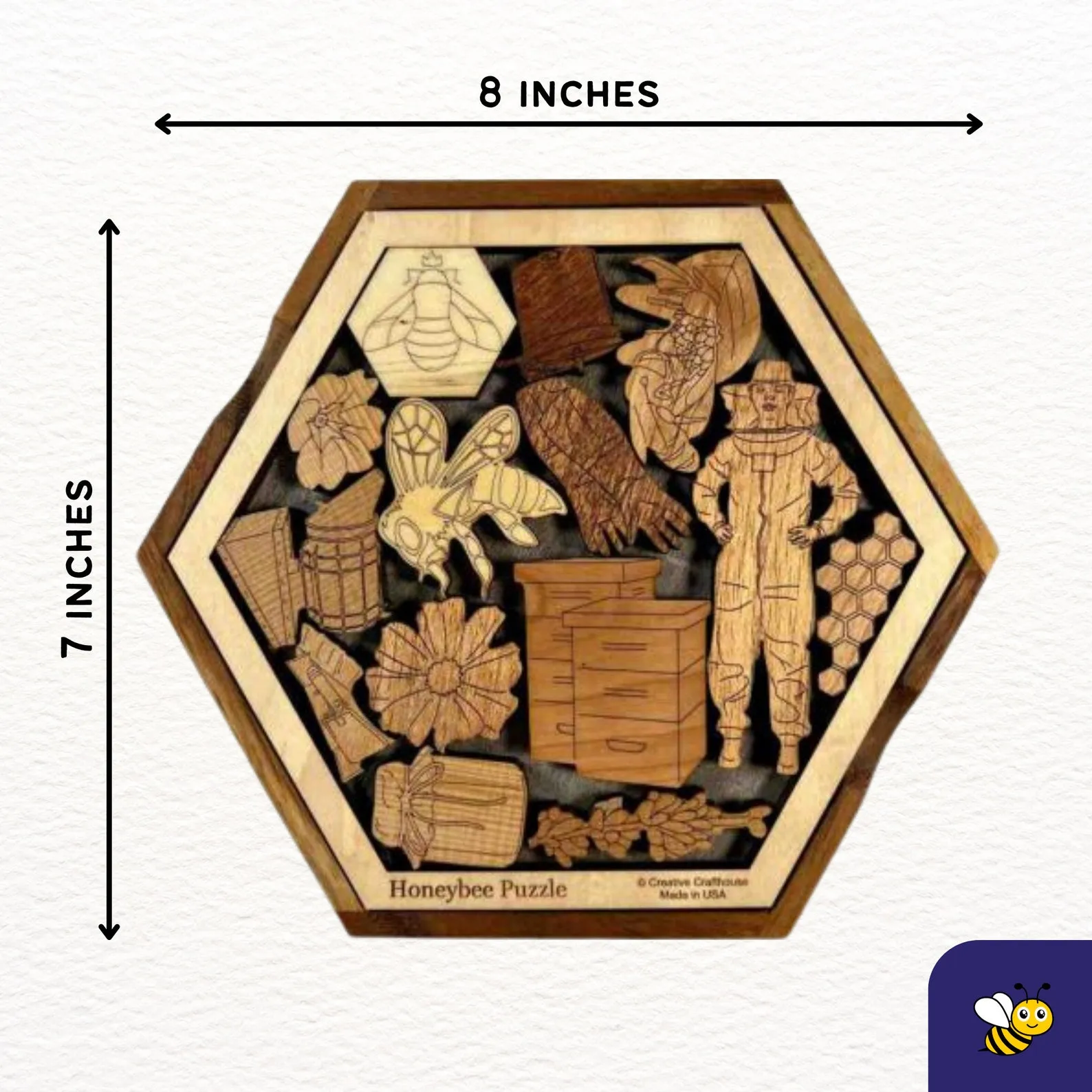Honey Bee Puzzle ? Help the Hive Thrive - 14 Piece Wood Brain Teaser - Personalize with Laser Engraved Name to Create a Memorable Gift - Image 2