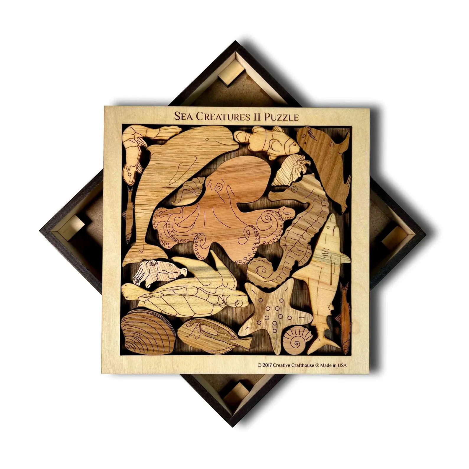 Sea Creatures II Puzzle wood brain teaser ? artistic and challenging - can be personalized