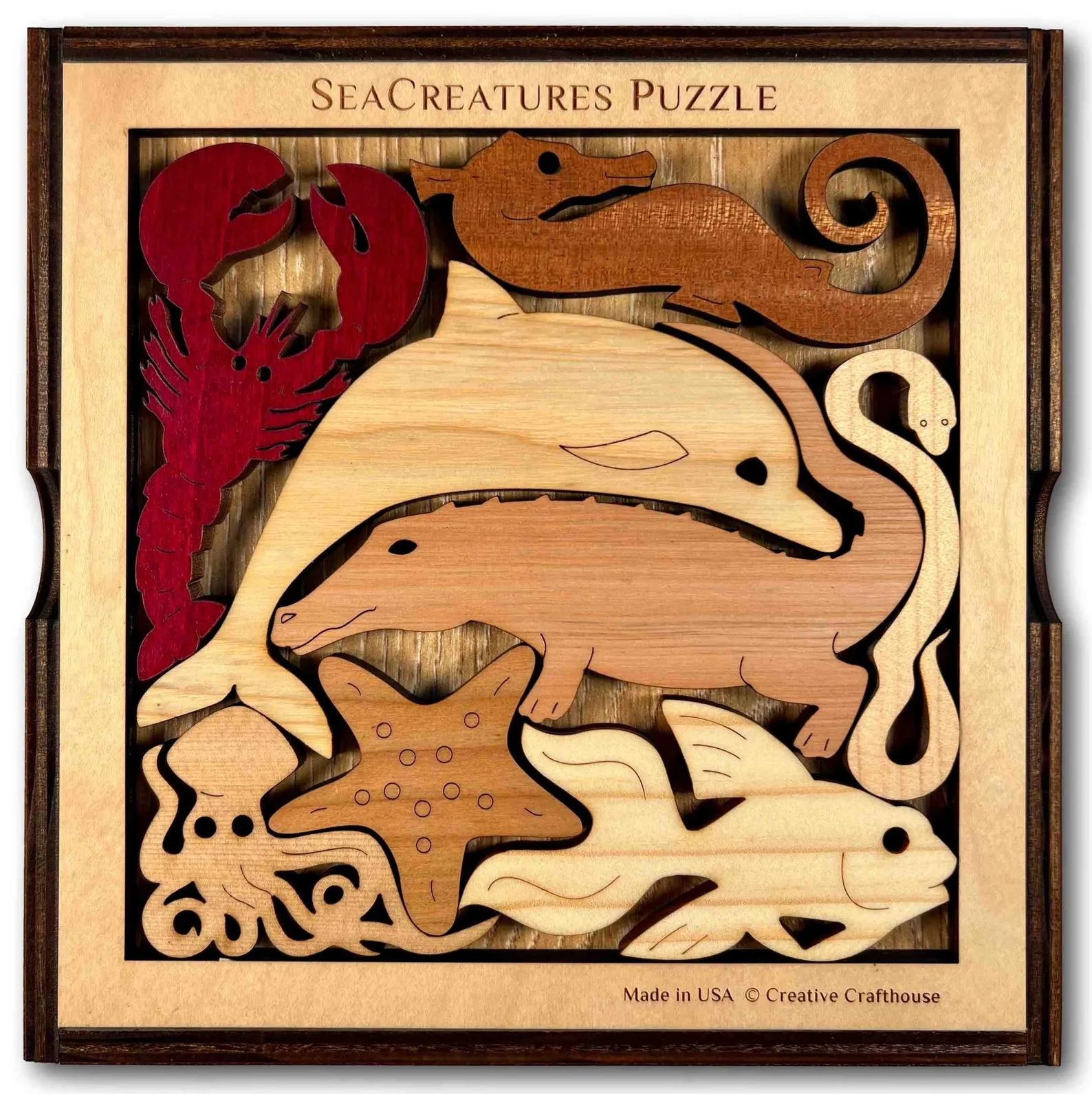Sea Creatures II Puzzle wood brain teaser ? artistic and challenging - can be personalized - Image 3