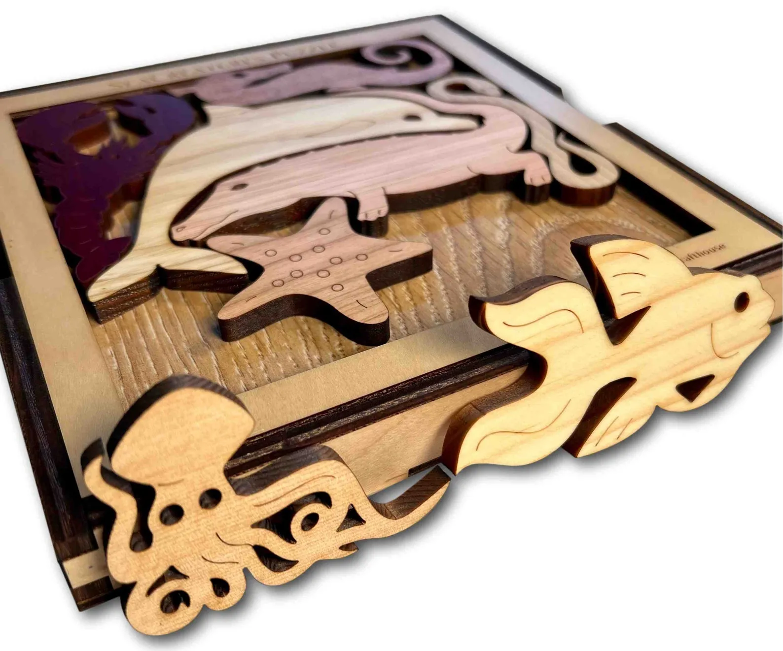 Sea Creatures II Puzzle wood brain teaser ? artistic and challenging - can be personalized - Image 4