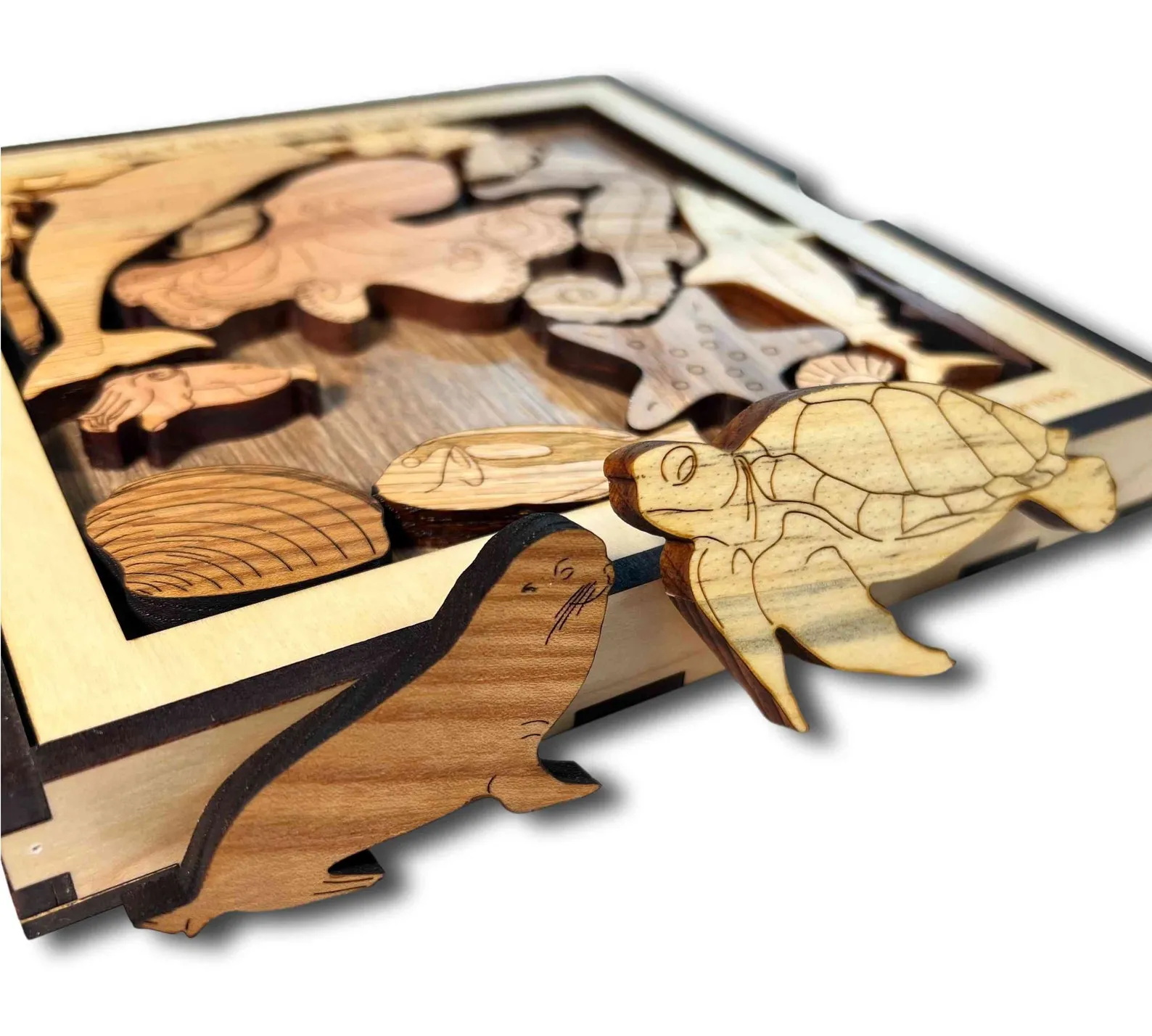 Sea Creatures II Puzzle wood brain teaser ? artistic and challenging - can be personalized - Image 5