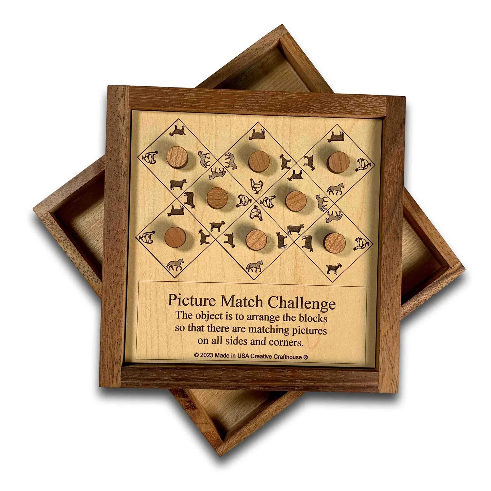 Picture Match Challenge - Animal Version - Wooden Brain Teaser Puzzle