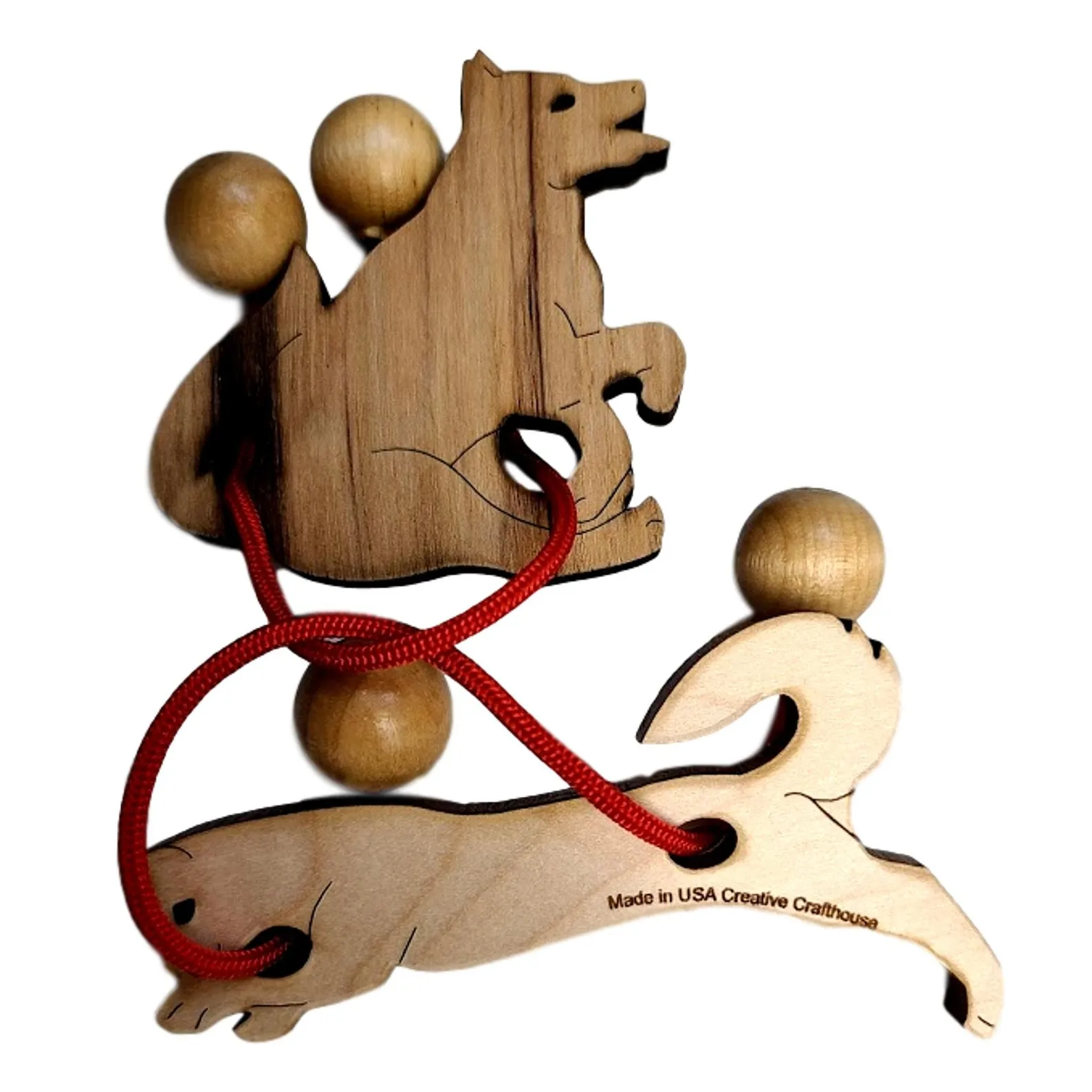Stocking Stuffer Puzzle for Animal Lovers -Double Trouble String Puzzle - Cat & Dog model - Brain Teaser