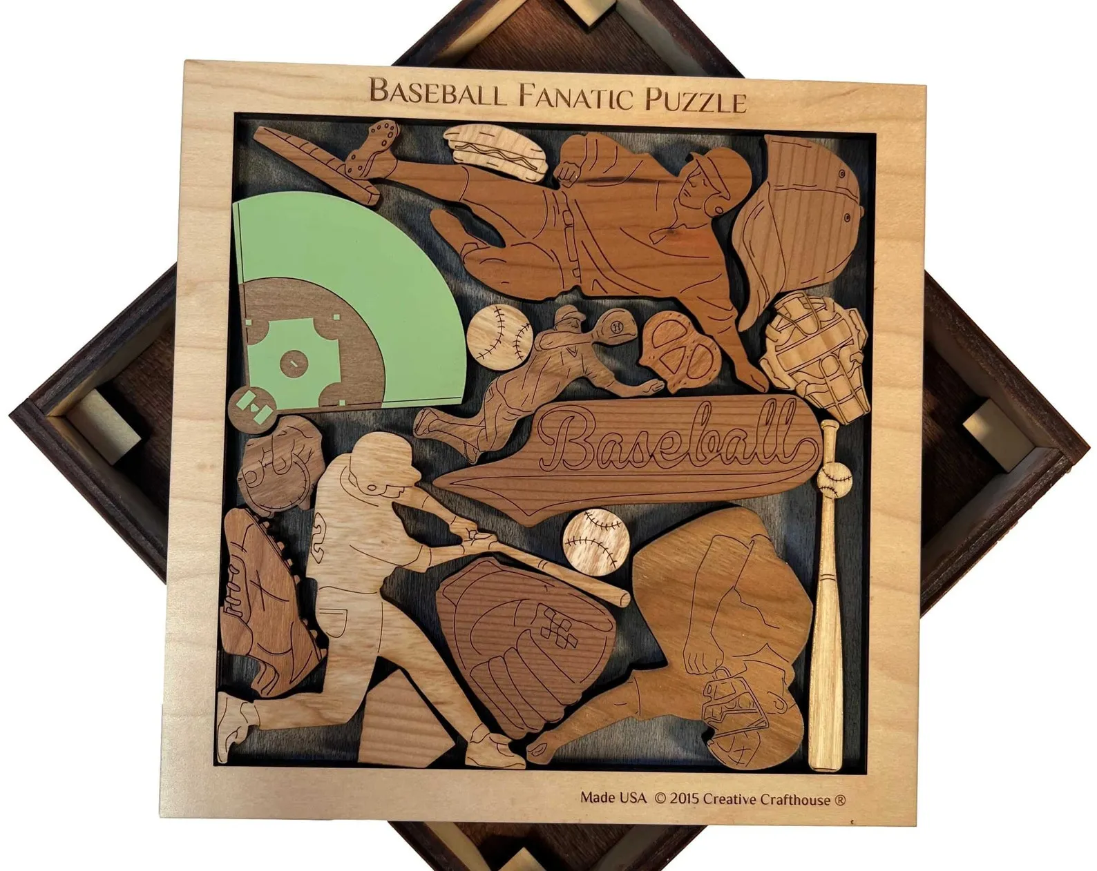 Baseball Fanatic Wood Puzzle, Personalized Gift For Him, 17 Piece Brain Teaser, Engraved Wood Puzzle, Baseball Gift, Baseball Fan Puzzle