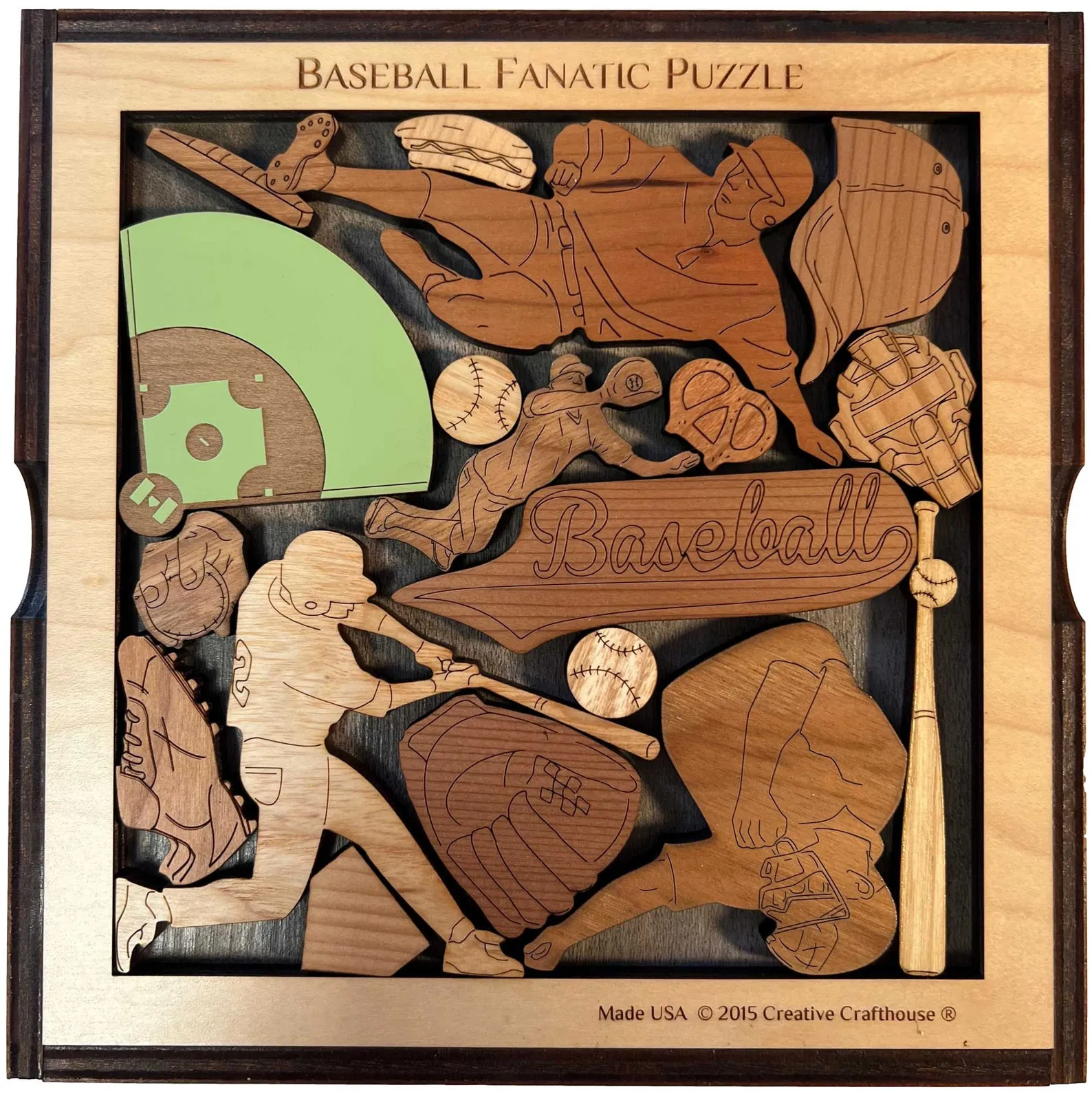 Baseball Fanatic Wood Puzzle, Personalized Gift For Him, 17 Piece Brain Teaser, Engraved Wood Puzzle, Baseball Gift, Baseball Fan Puzzle - Image 2