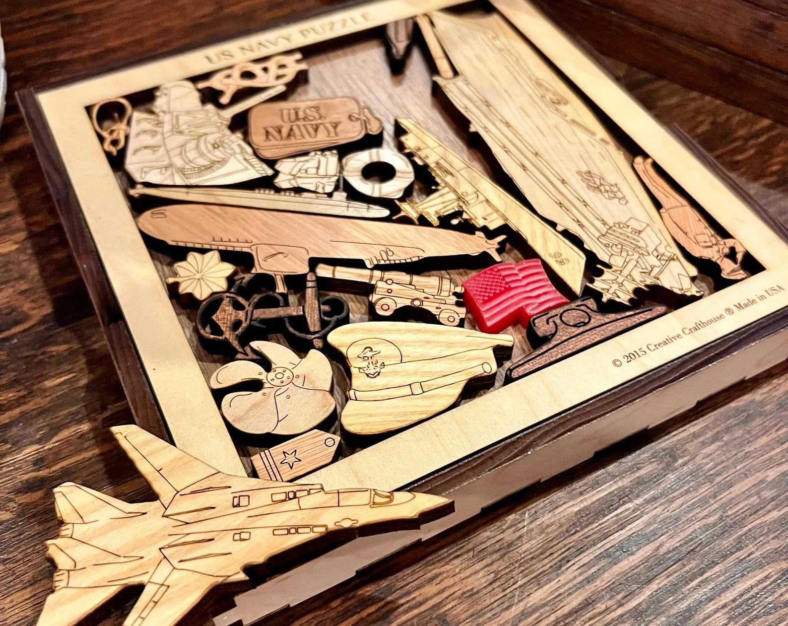 Wood Navy Puzzle Gift - 22 pcs, US Navy Gift, Navy Challenging Puzzle, Christmas Gift, Brain Teaser, Navy Veteran Gift, Navy Retirement