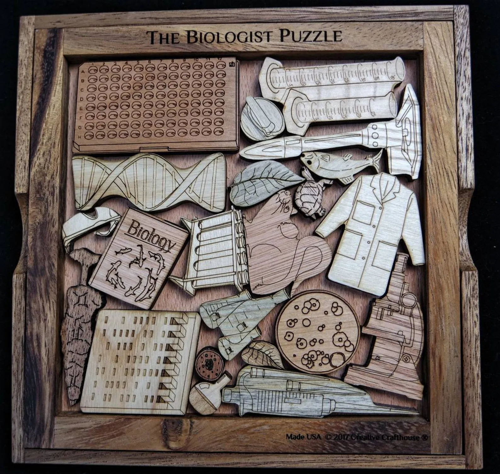 Biologist Puzzle - Biology Scientists Dilemma - Picture Frame Puzzle - Scientist Gift - all Wood Puzzle
