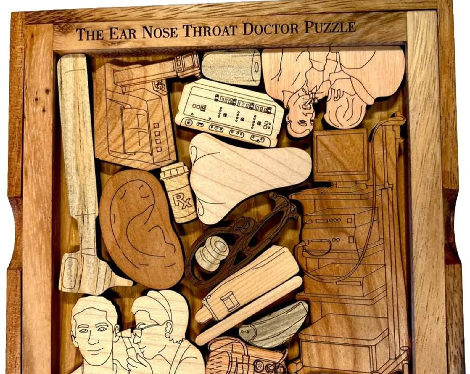 ENT Doctor Puzzle, Ear Nose Throat Puzzle Gift, Otolaryngology Puzzle, Personalized Thank You Gift, ENT Surgeon Gift, Wood Brain Teaser