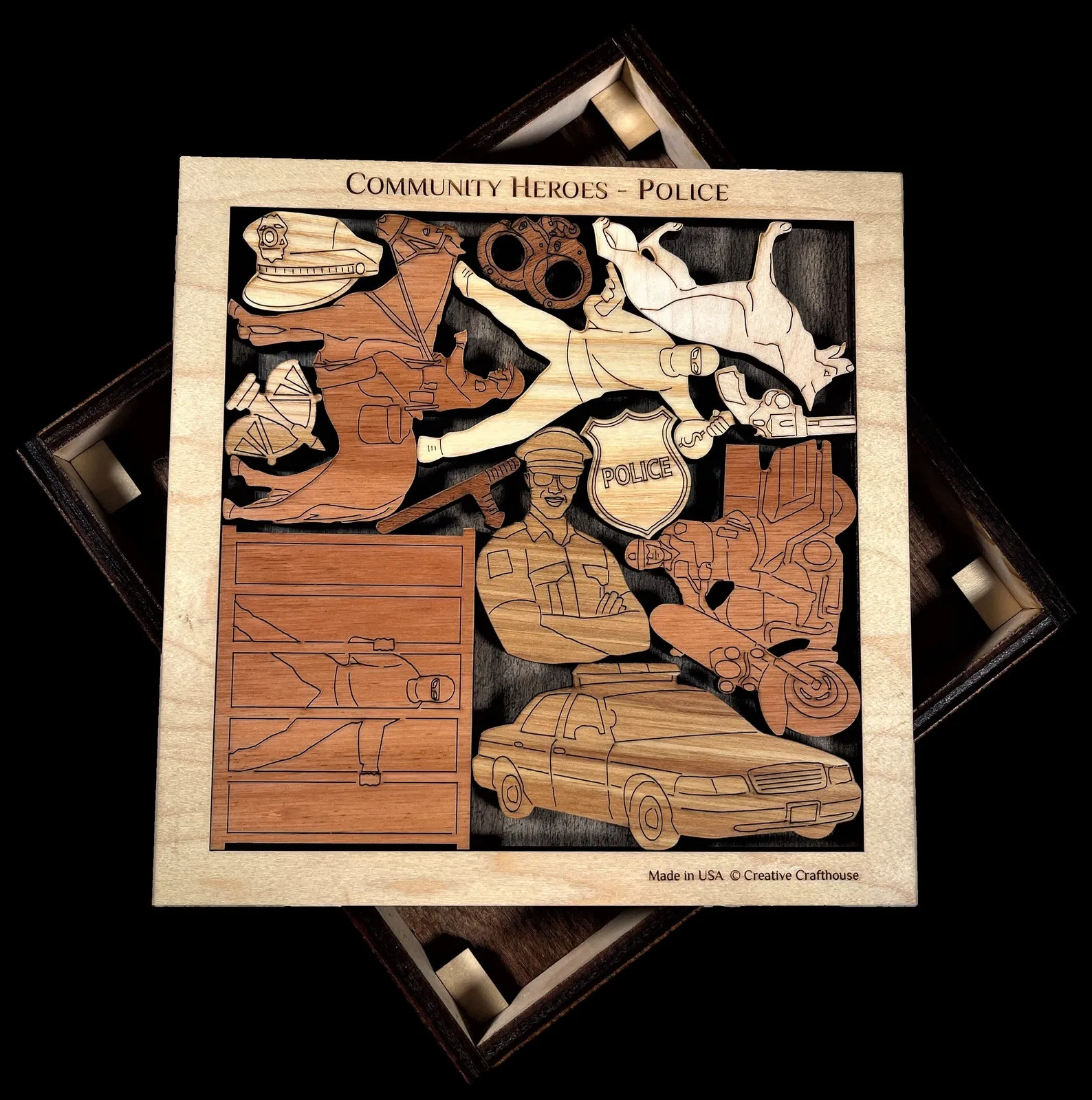 Police - Community Heroes Brain Teaser Puzzle - artistic and challenging - can be personalized