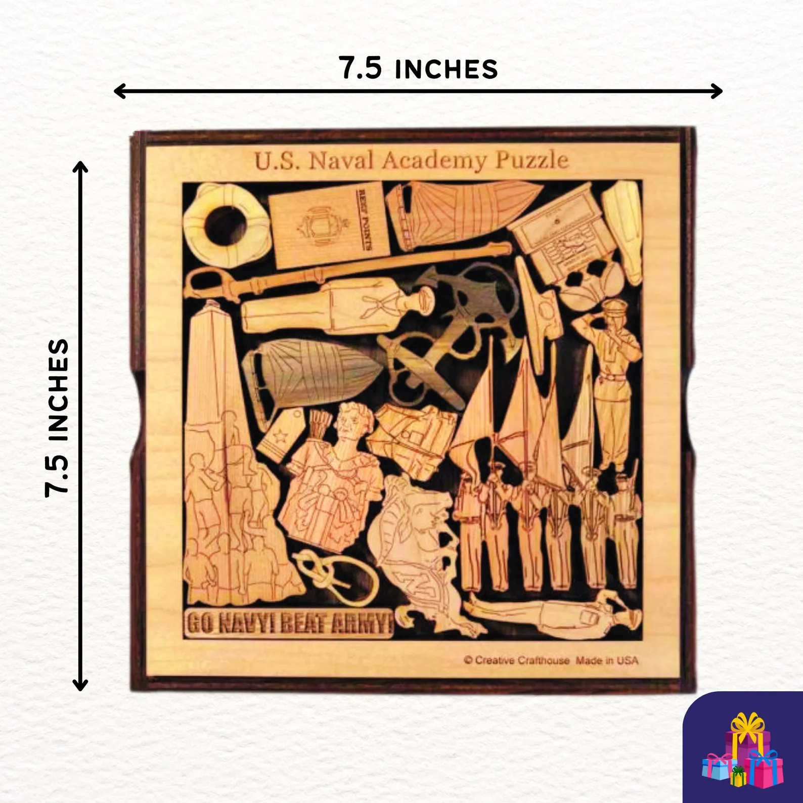 US Naval Academy Puzzle, Wooden Brain Teaser, Veterans Day Gift, USNA Puzzle, Remembrance Gift, Military Navy Puzzle, Navy Veteran Gift - Image 2