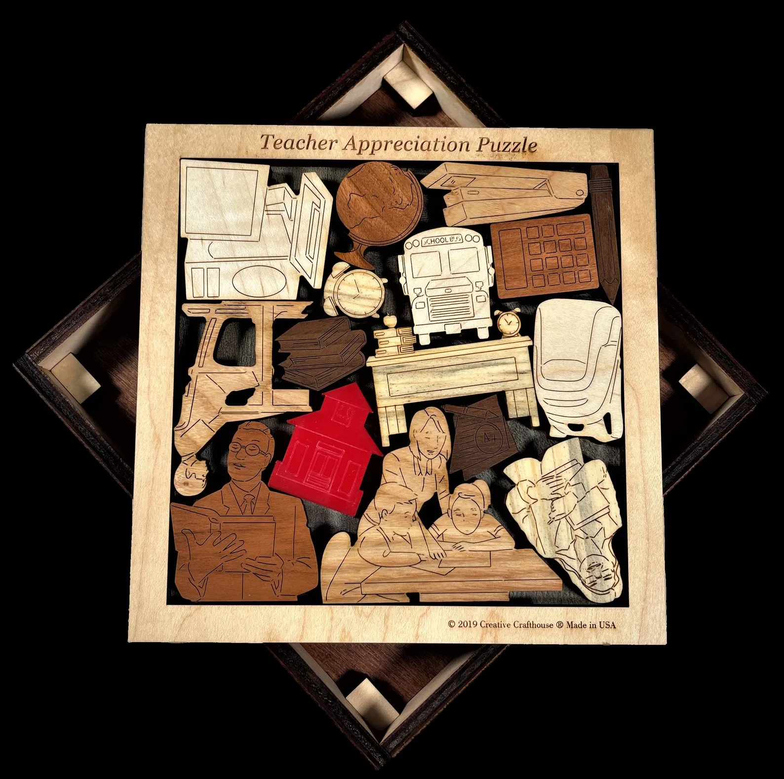 Personalized Teacher Appreciation Gift, Teacher Puzzle, Educational Puzzle, Wooden Brain Teaser, Tricky Puzzle Gift, Classroom Puzzle