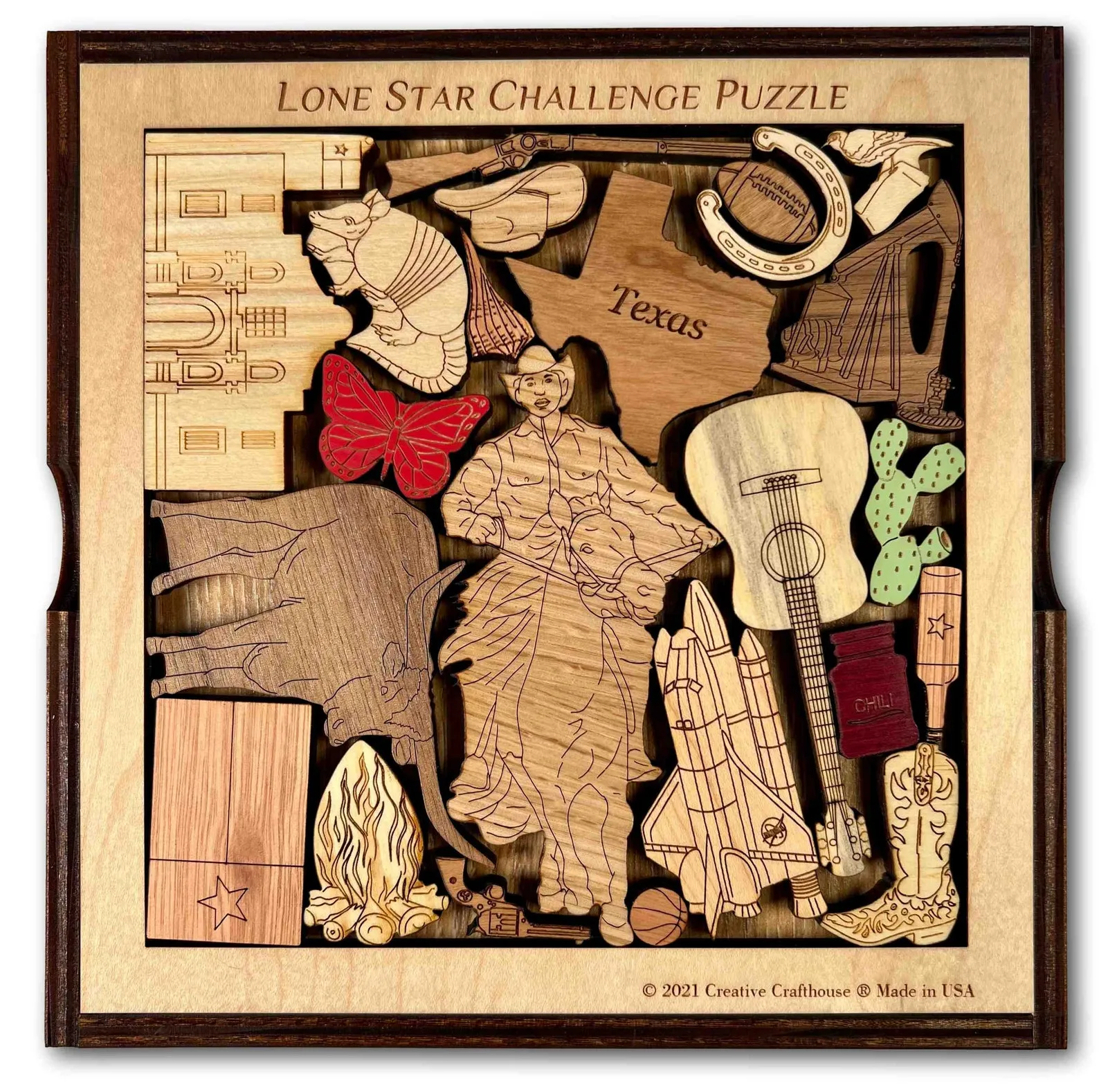 Lone Star Challenge - Texas/Texan Picture Frame Puzzle and Brain Teaser - artistic and challenging - can be personalized - Image 2