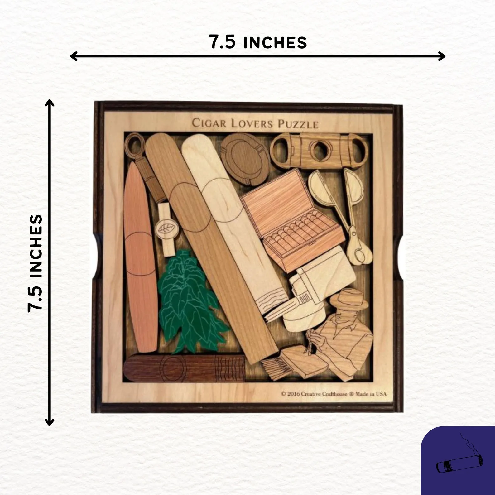 Cigar Lovers Puzzle - Personalizable Perfect Gift for Him - Add a Laser Engraved Name - Brain Teaser with 13 Different Pieces - Image 6