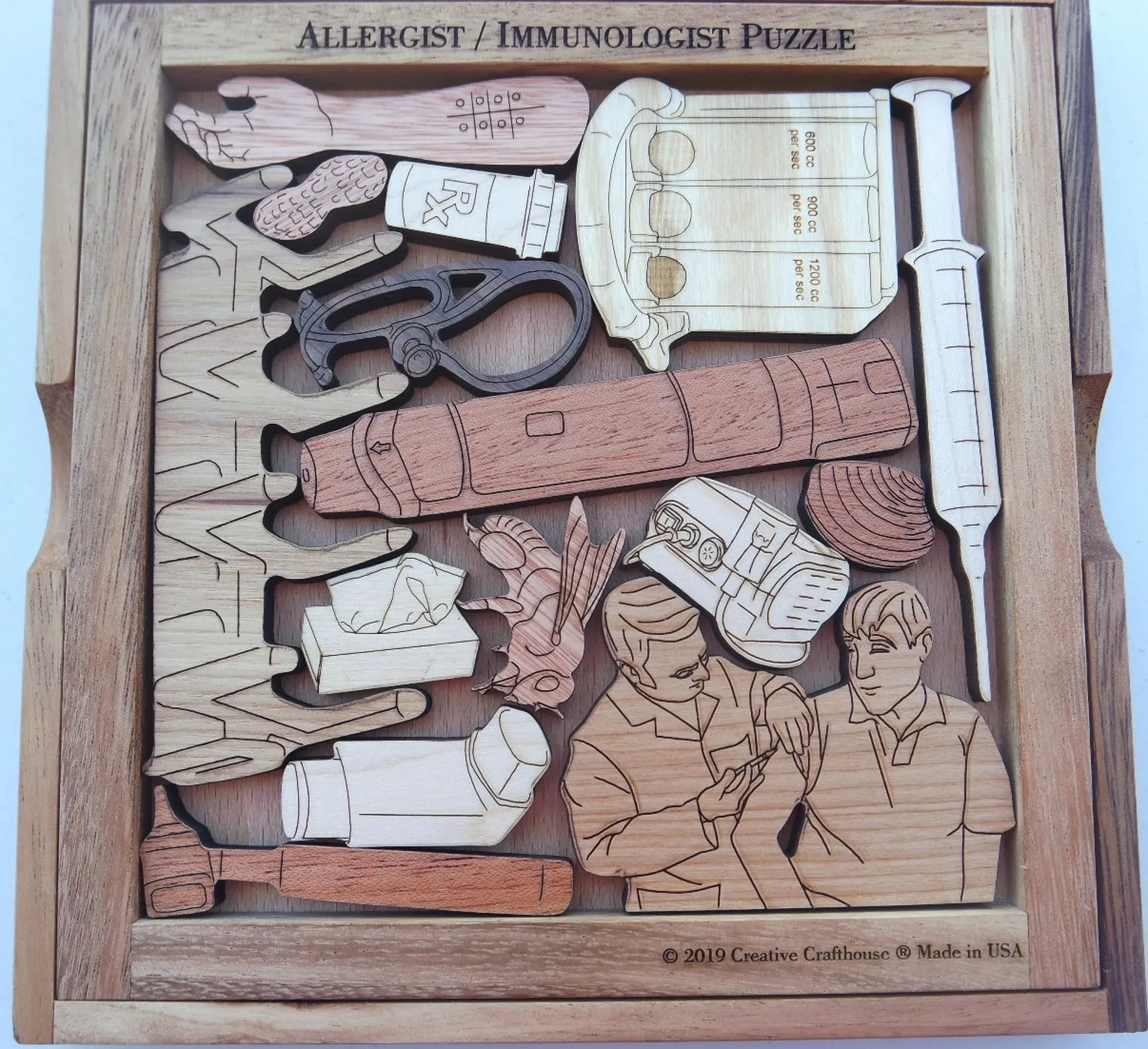 Personalizable Gift for Allergist and Immunologist - Artisic Wood Puzzle and Office Decor- Add a Personalized Laser Engraving