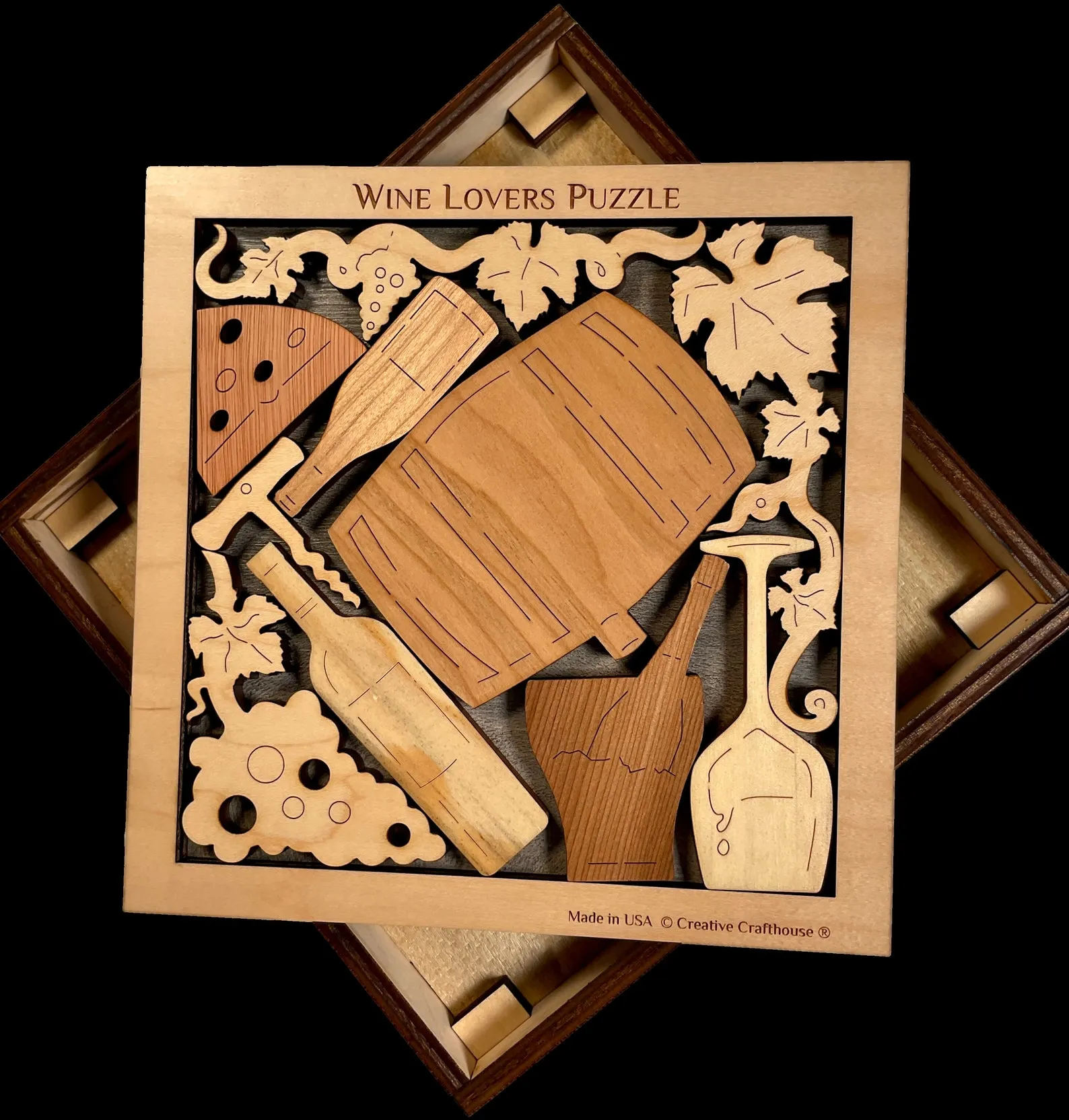 Wine Puzzle, Wine Gifts, Personalized Wood Puzzle, Artistic Wood Box Puzzle, Gifts For Wine Lovers, Wine Bottle Puzzle, Wine Decor, Wine