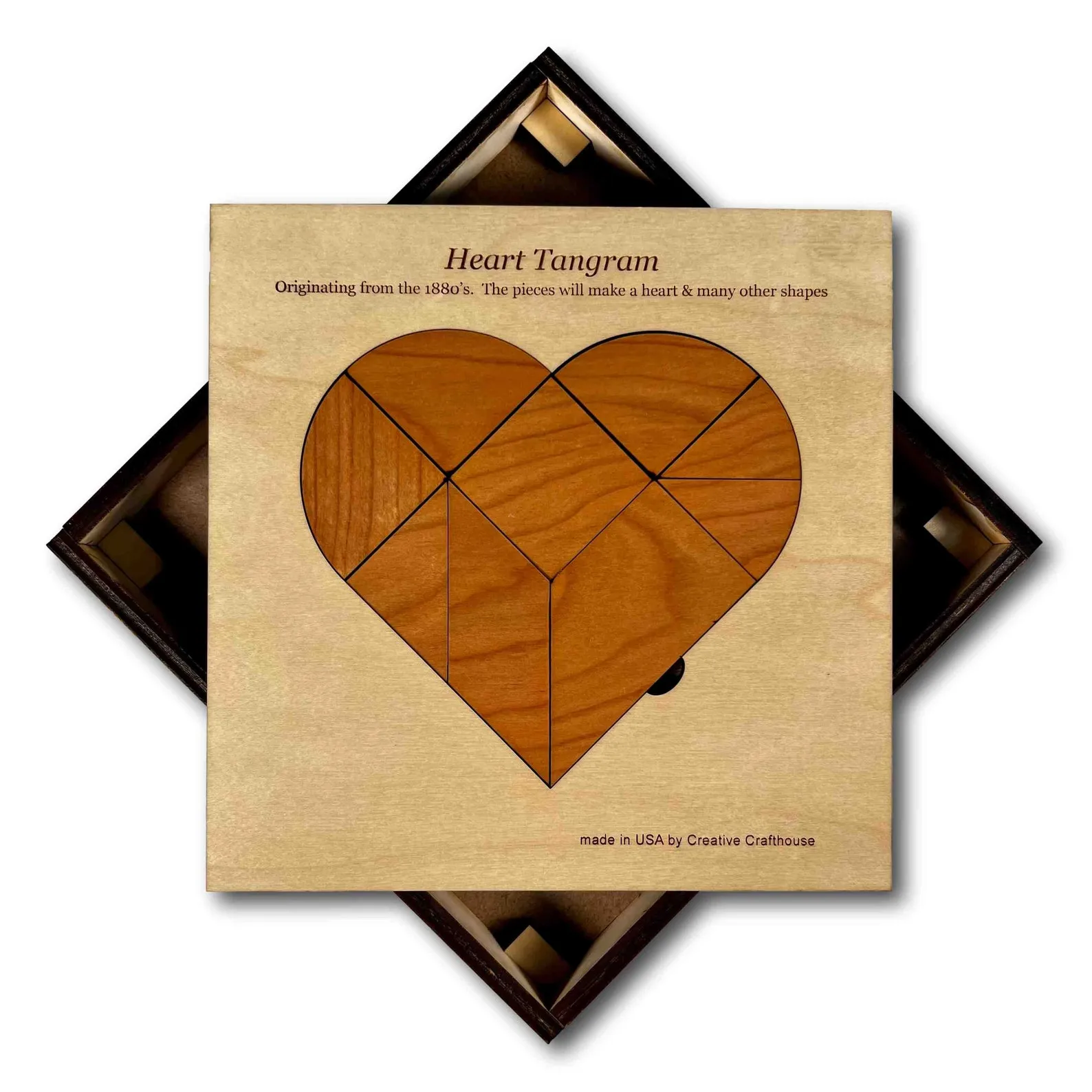 Heart Tangram Puzzle, Personalized Laser Cut Puzzle, Wooden Heart Puzzle, Fun Wedding Gift For Couple, Heart Puzzle For New Family,Love Gift