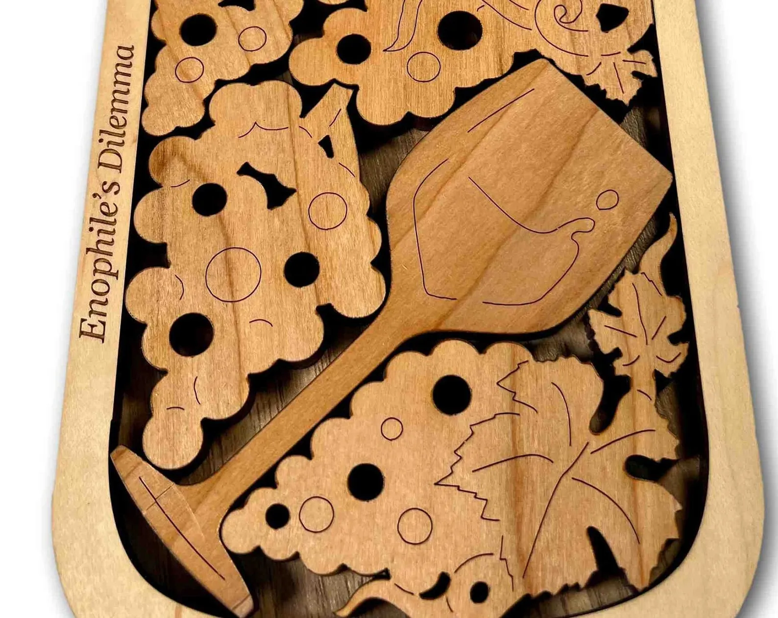 Wine Puzzle Gift: Cherry Wood Bottle Brain Teaser