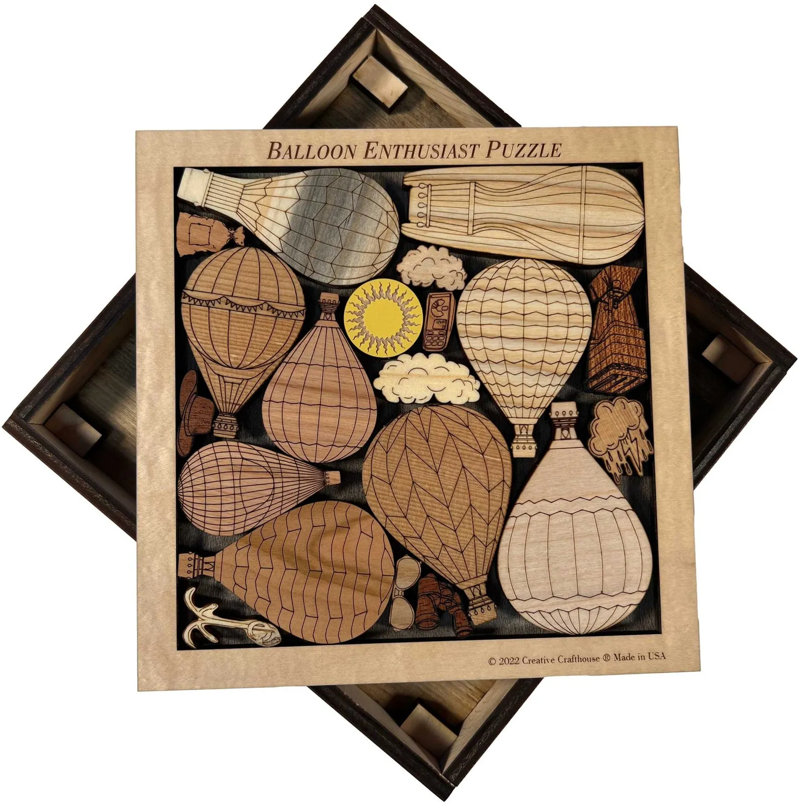 Hot Air Balloon Puzzle, Wooden Puzzle by CreativeCrafthouseFL, Packing Puzzle, Challenging Puzzle Adults, Brain Teaser, Game Night Activity