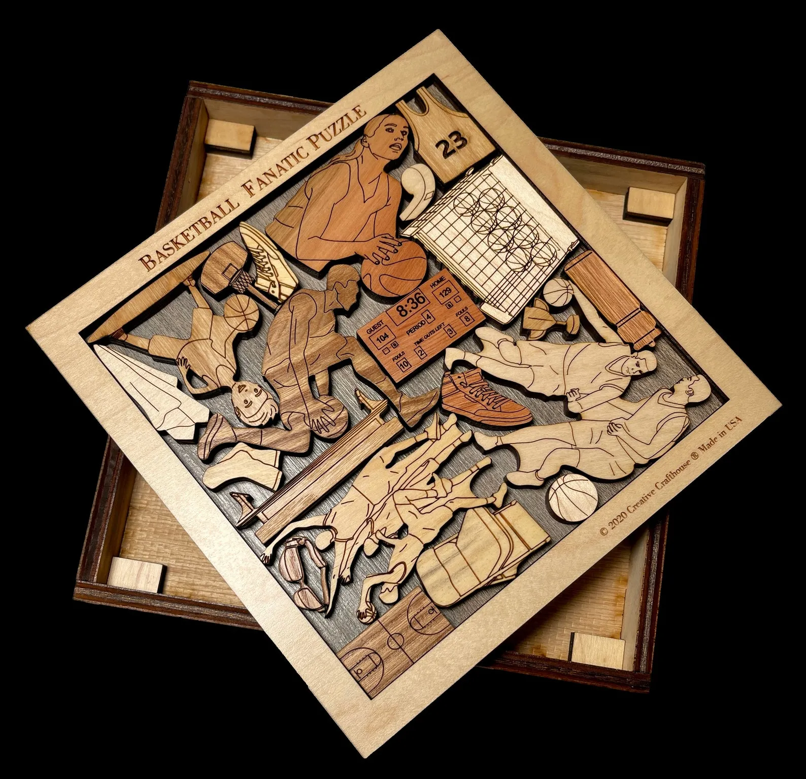 Personalizable Christmas Gift for Basketball Player - Basketball Fanatic Puzzle - Wooden Brain Teaser | Gift for Him | Gift for Her