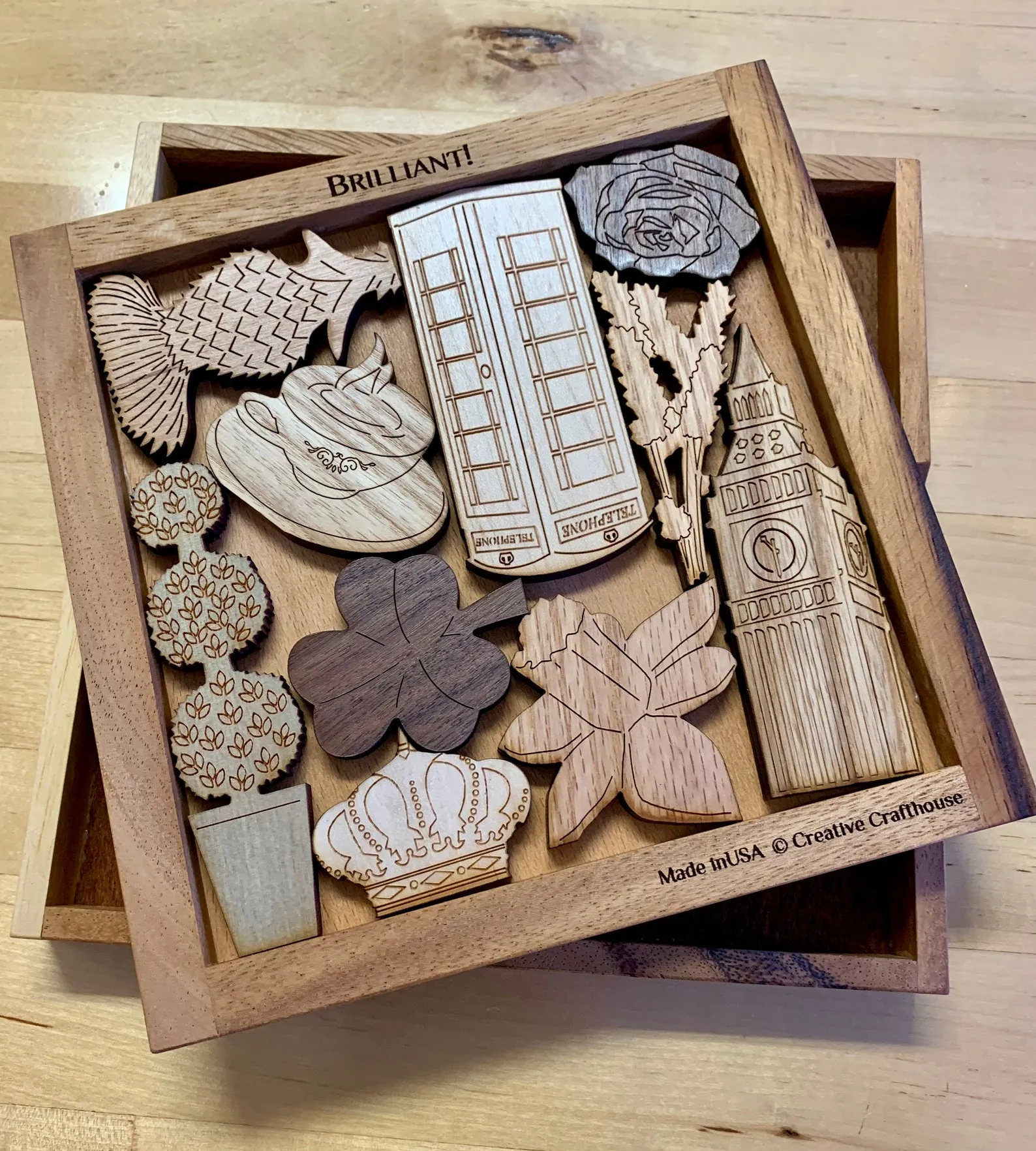 Personalized Gift for the English - Customize with Laser Engraved Name - Brain Teaser Puzzle Celebrating English Gardens & Culture