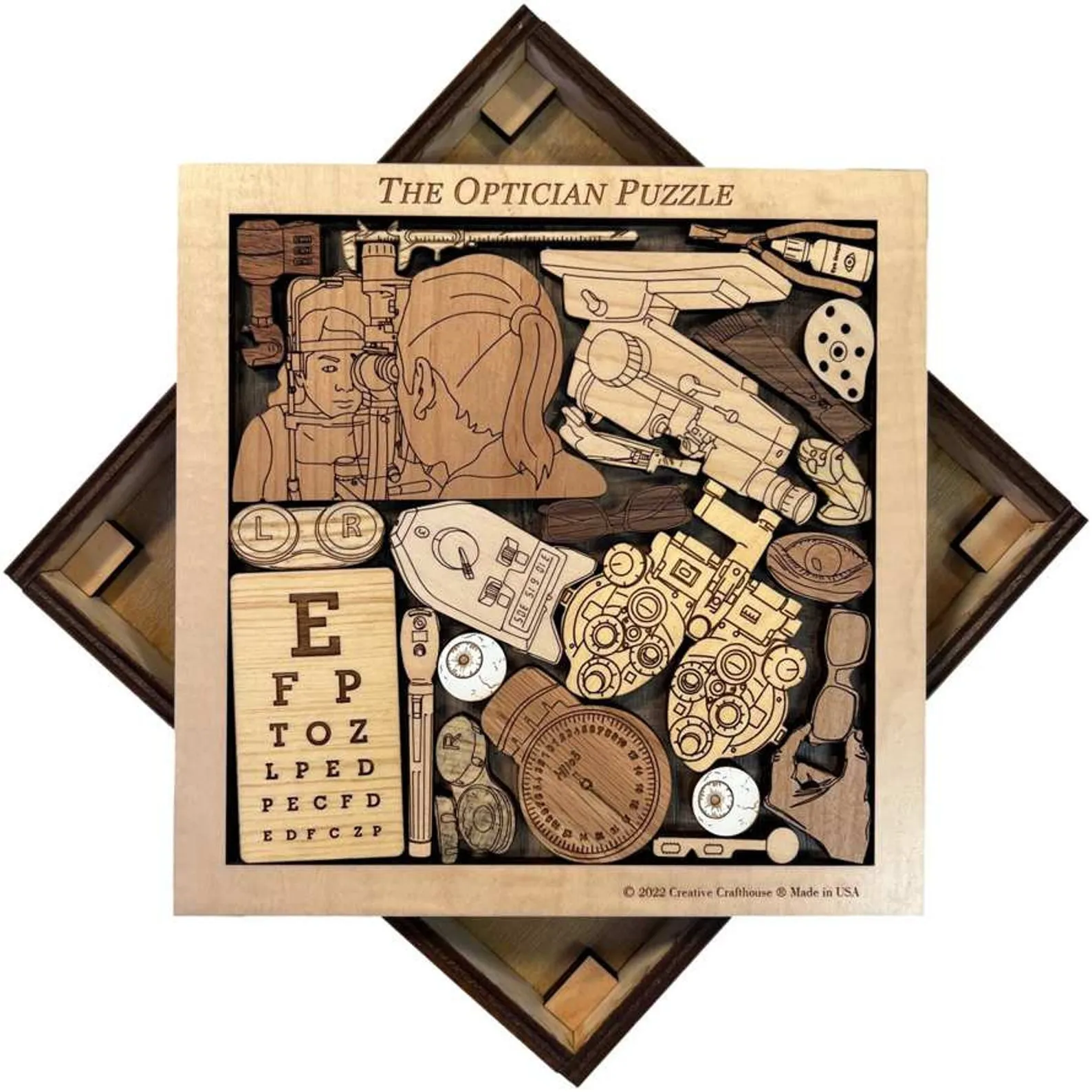 Personalizable Gift for Optician - The Optician Puzzle - Unique Laser Cut Brain Teaser - Perfect for Thank Yous, Retirement Gift