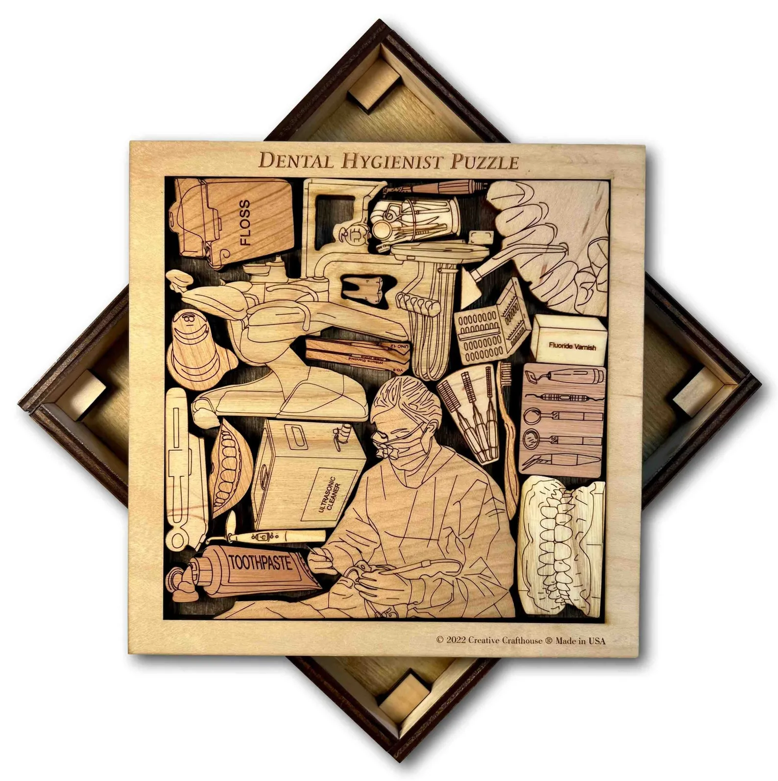Personalized Gift for Dental Hygienist Puzzle - Customize With a Laser Engraved name or Message - Artistic Wooden Puzzle and Office Decor