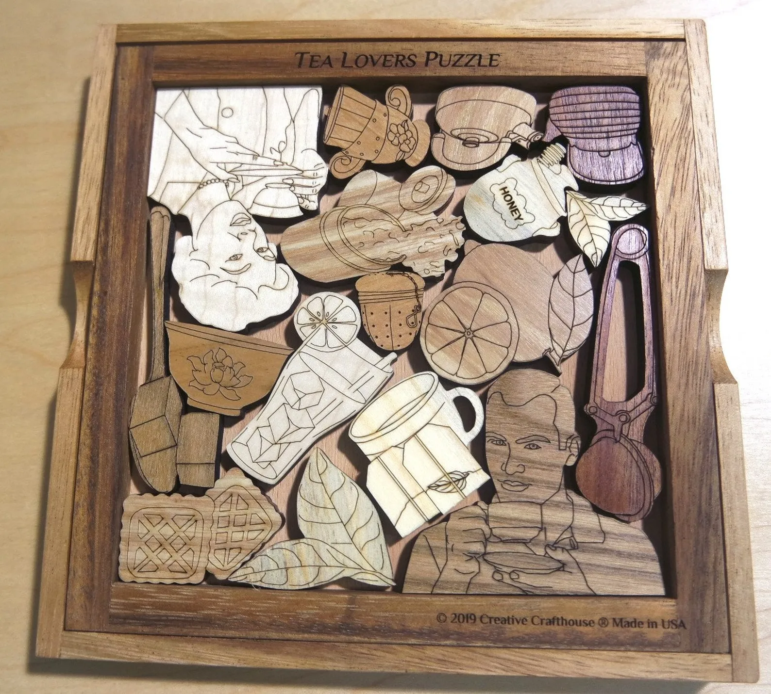 Tea Lovers Puzzle Great Gift Idea For The Holidays - Gift Ideas - Wooden Puzzle - Tea Lover Gift