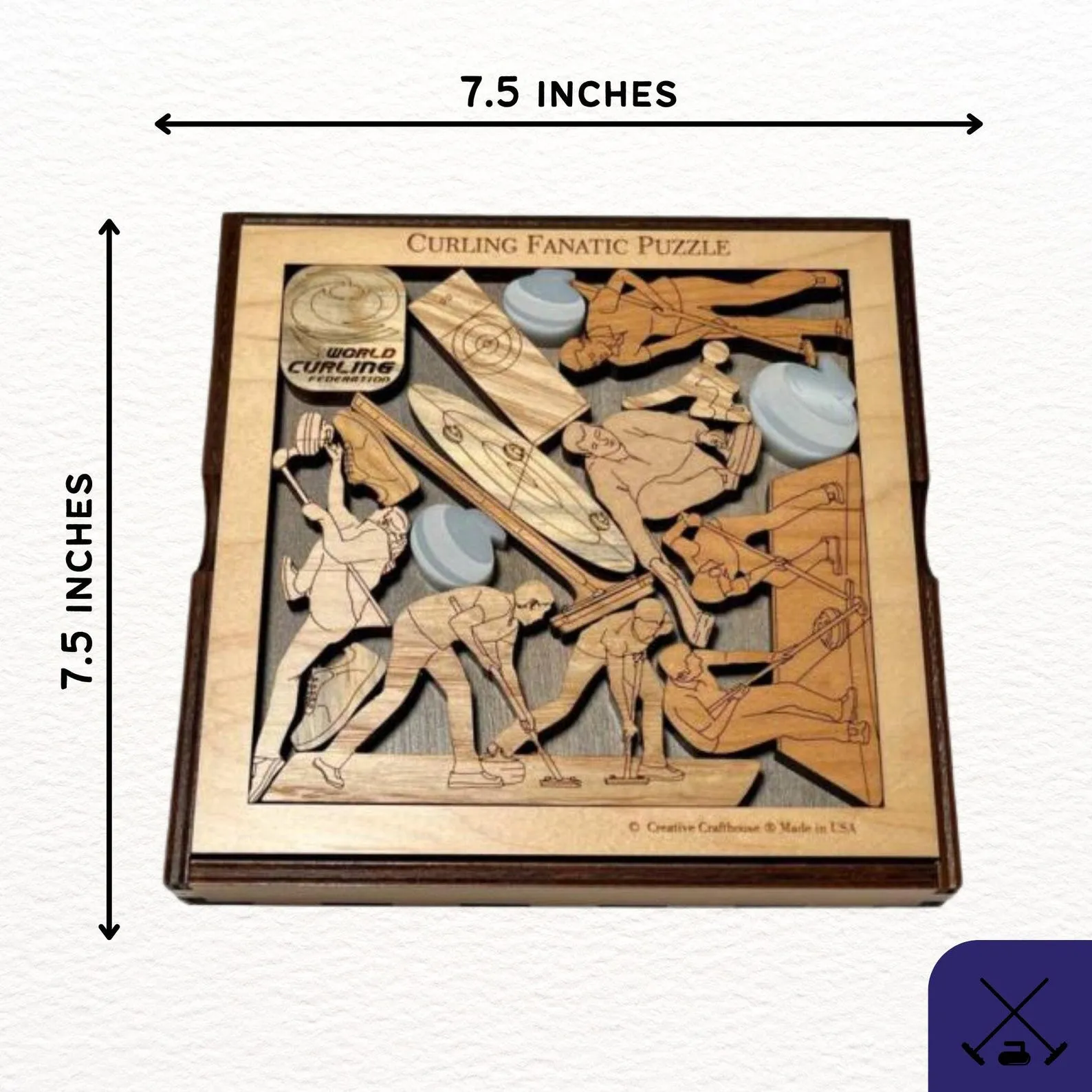 Personalized Curler Gift - Curling Fanatic Wood Puzzle - Curling Mom Gift - Customize With a Laser Engraved Name, Message, Club Name - Image 2