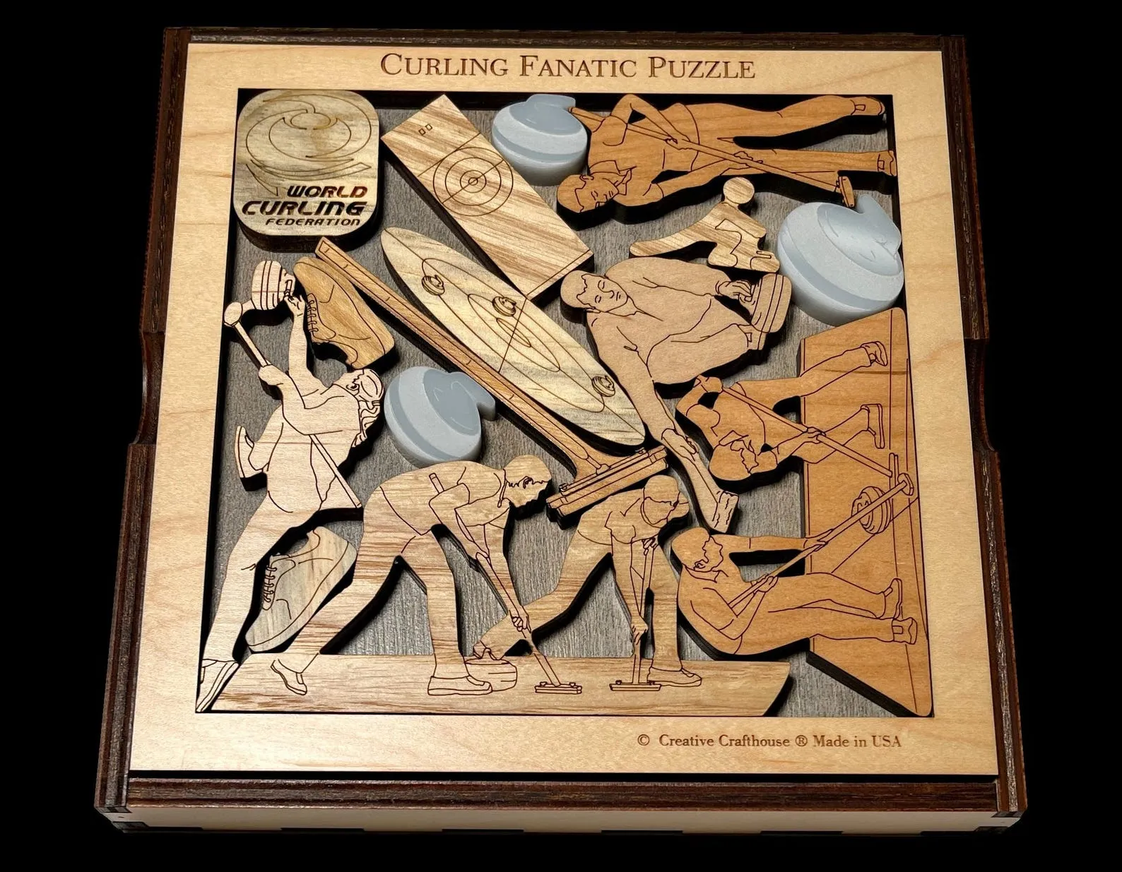 Personalized Curler Gift - Curling Fanatic Wood Puzzle - Curling Mom Gift - Customize With a Laser Engraved Name, Message, Club Name - Image 5