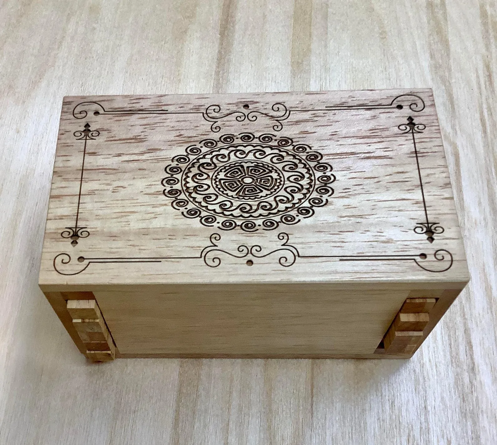 Wood Puzzle Box With Mandala Artwork, Wood Stash Box, Secret Lock Box, Secret Compartment Box, Adult Puzzle Box, Treasure Box, Escape Room