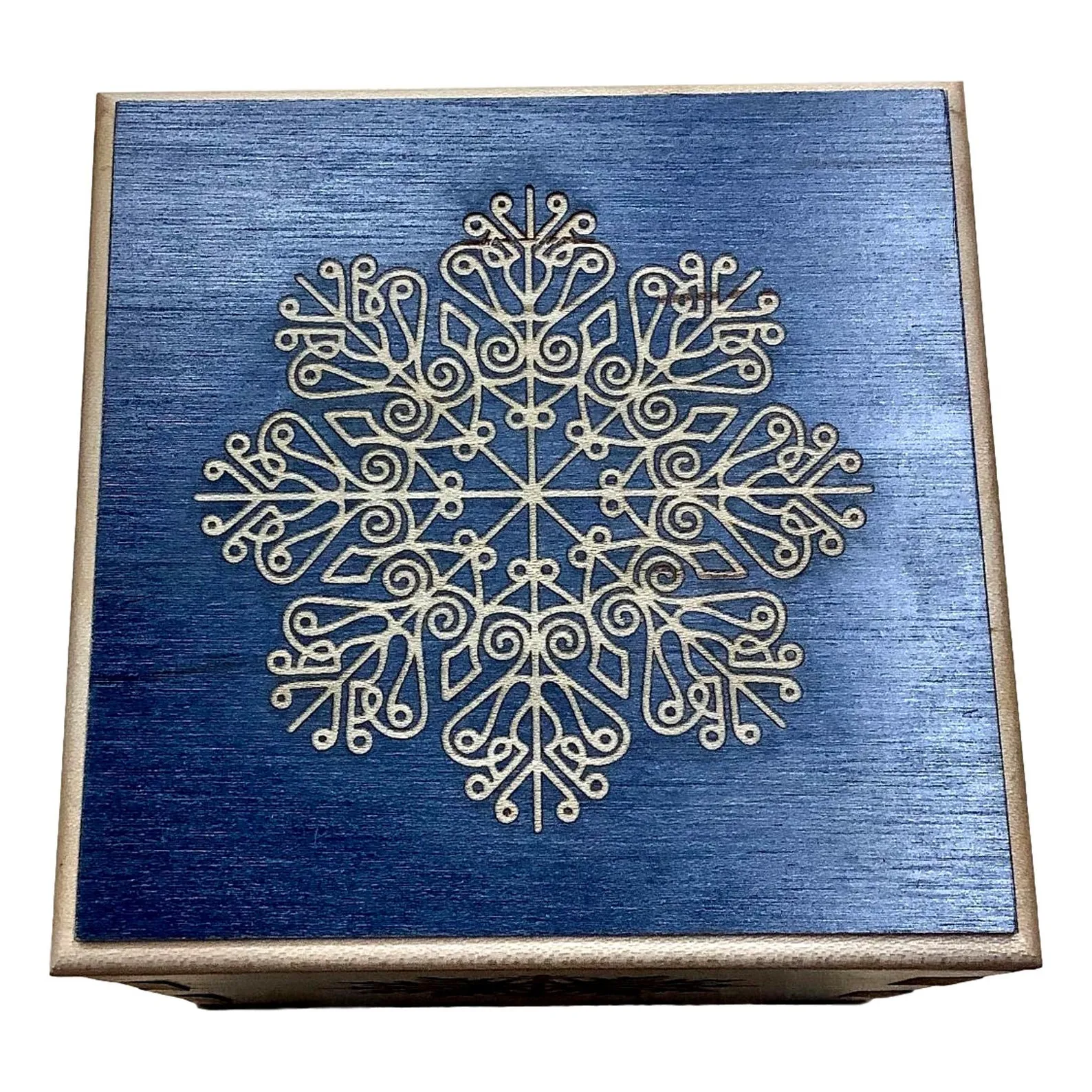 Personalized Christmas Puzzle Box - Holds Gift Cards and Money - Add a Laser Engraved Name and Message - The Snow Flake Wood Puzzle Box