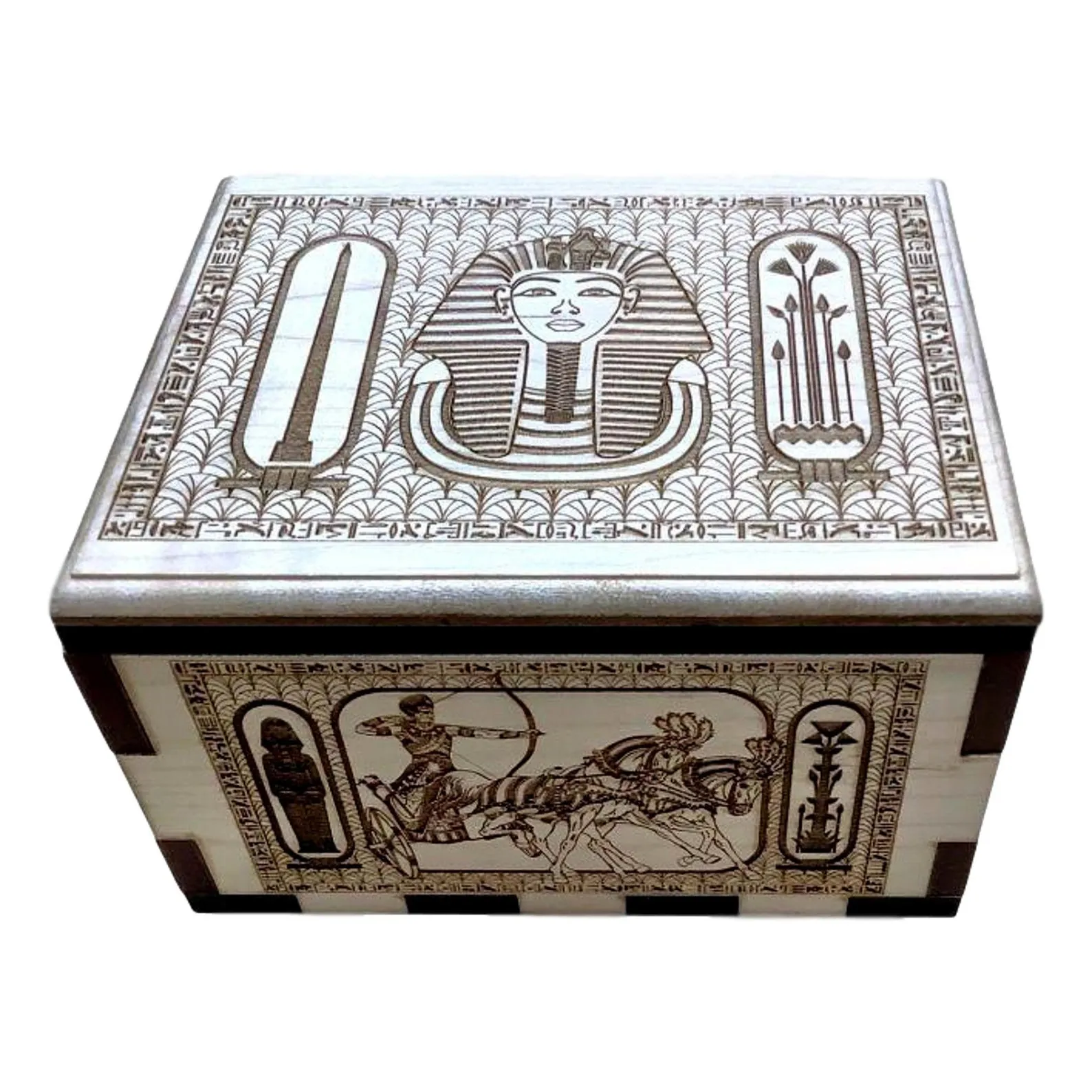 Ancient Egyptian puzzle box for adults - Beautiful maple puzzle box gift - Sequential discovery puzzle - Secret challenging tabletop box