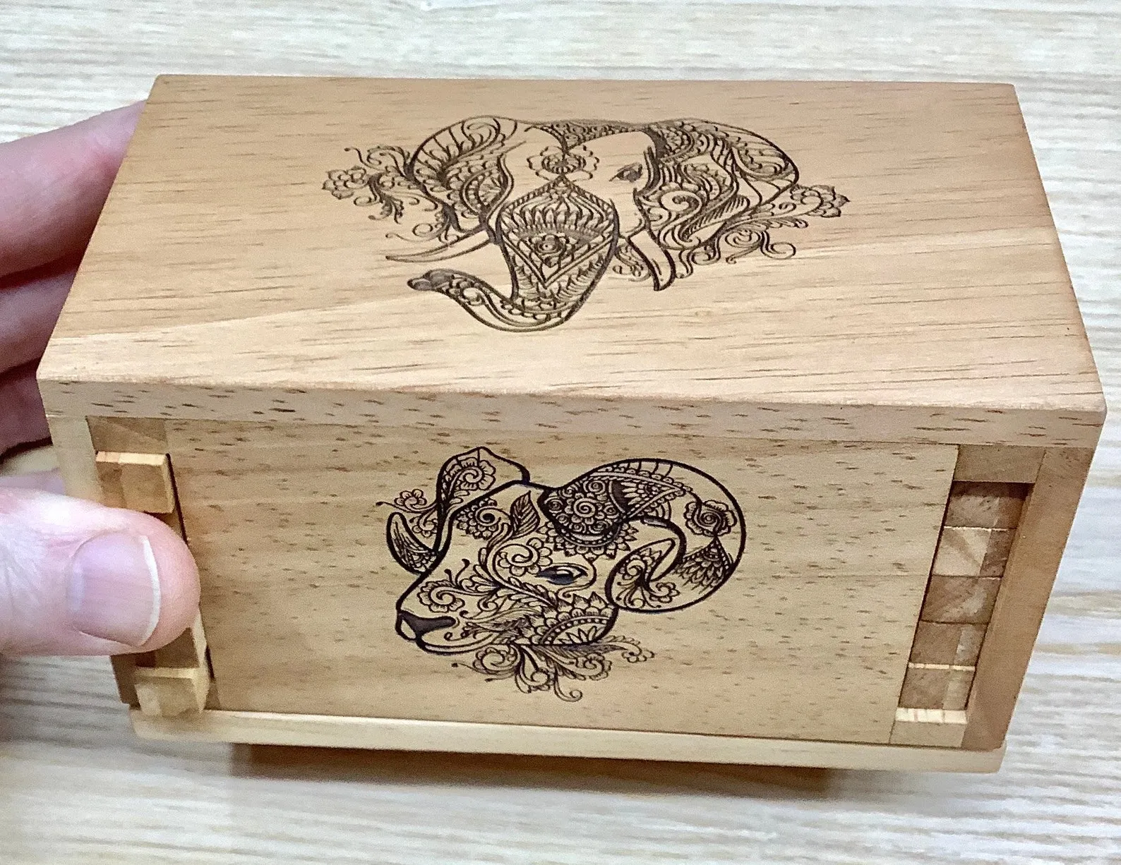Animal Puzzle Box - Wooden Puzzle Box - Will Hold Gift Cards, Money, Jewelry - Personalize with Custom Laser Engraved Name