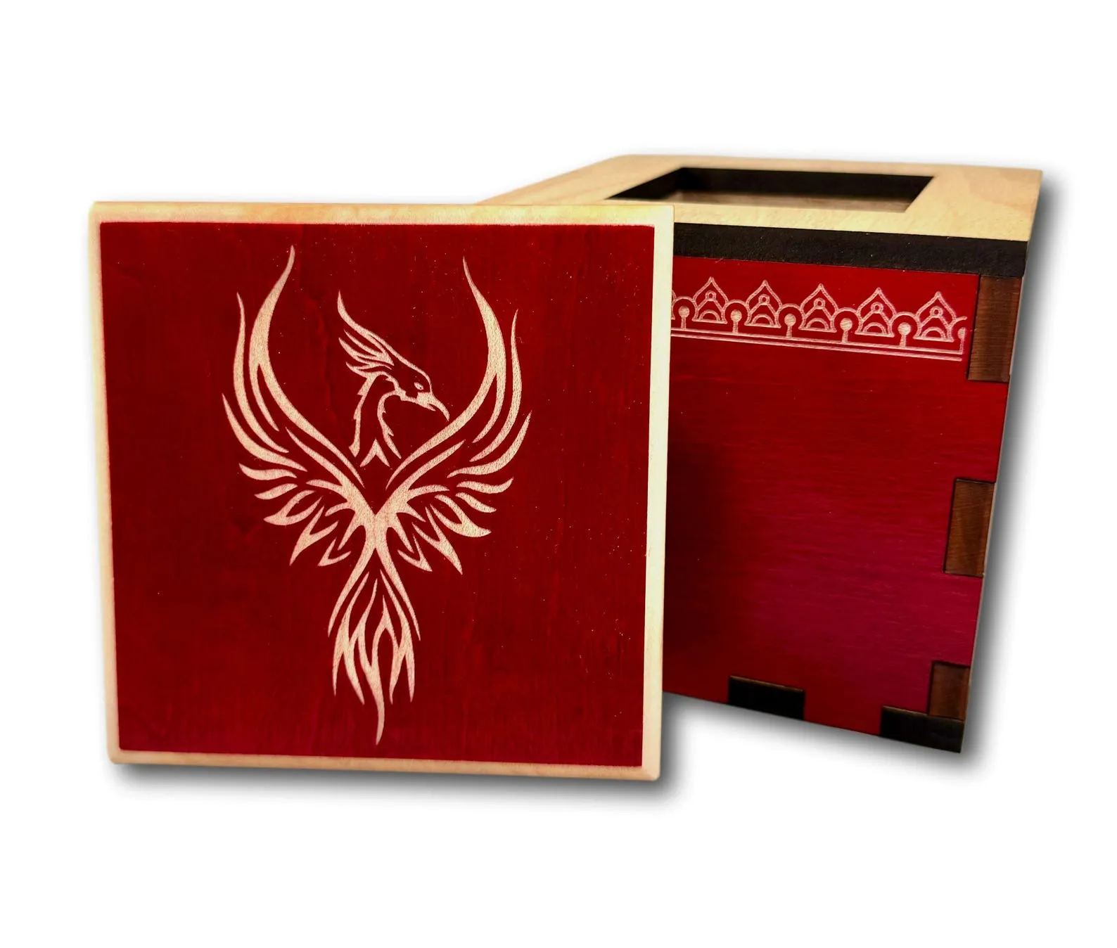 Personalized Firebird Secret Stash Puzzle Box | Handcrafted Wooden Brain Teaser with Hidden Compartment, Custom Laser Engraved Gift