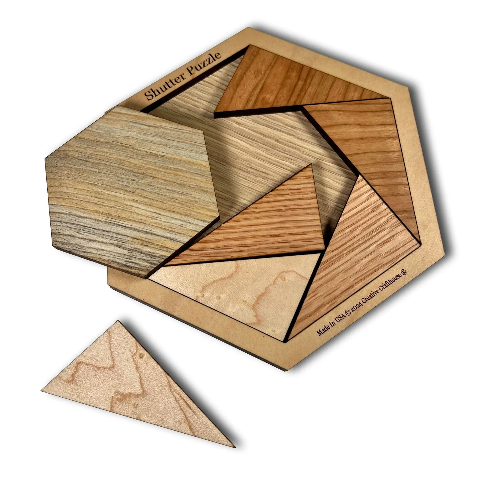 Shutter puzzle for kids - 7 Wooden puzzle pieces - Beginners puzzle gift - Montessori wood toy for 6+ age - Problem solving skills puzzle