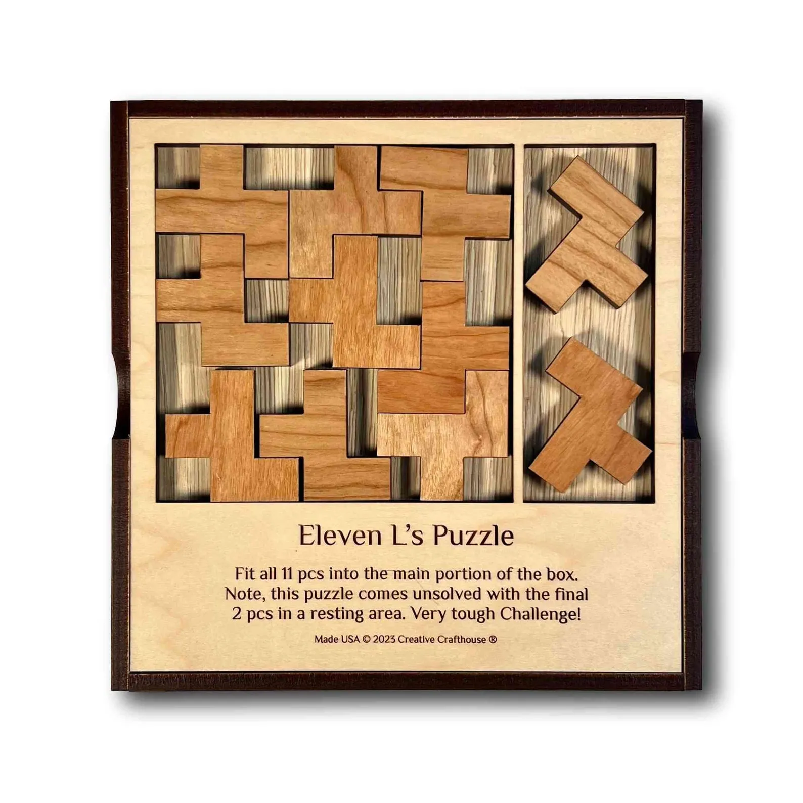8 L-ements Wood Puzzle - 3D brain teaser puzzle - Image 2