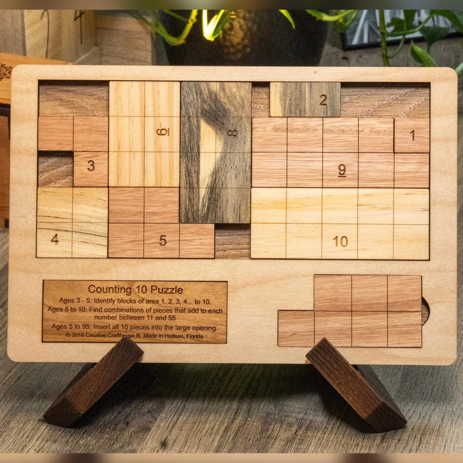 Last Minute Gift for the Grandkids - Personalizable Montessori Math Puzzle For Toddlers - The Counting 10 Wood Puzzle