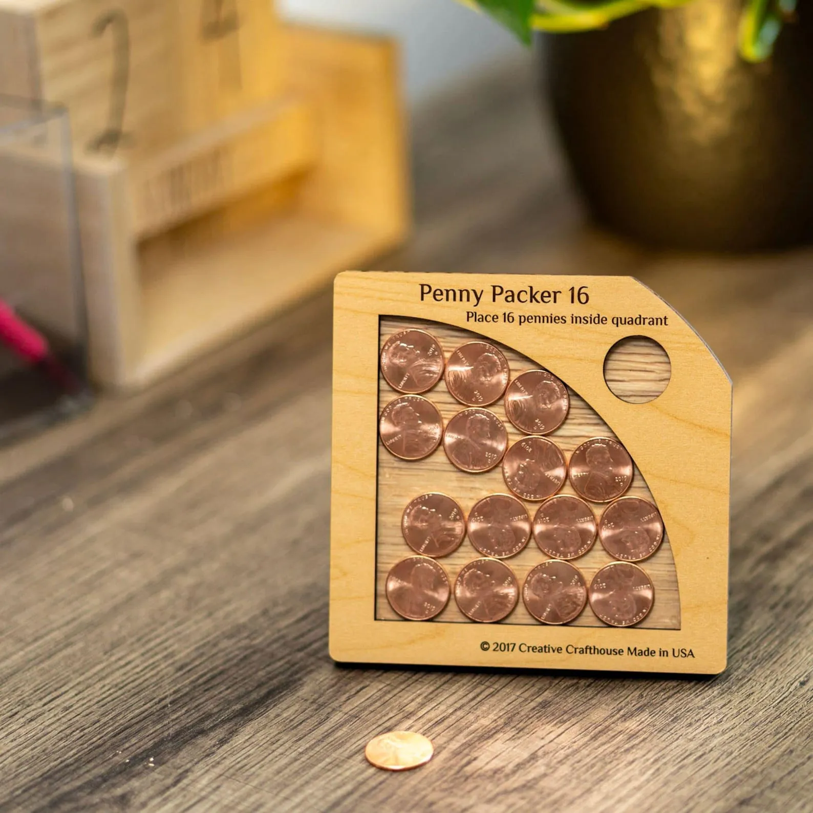 Penny Packer 16 | Wood Coin Puzzle | Coffee Table Game | Challenging Puzzle | Puzzle Lover Gift | Travel Board Game | Wooden Logic Puzzle