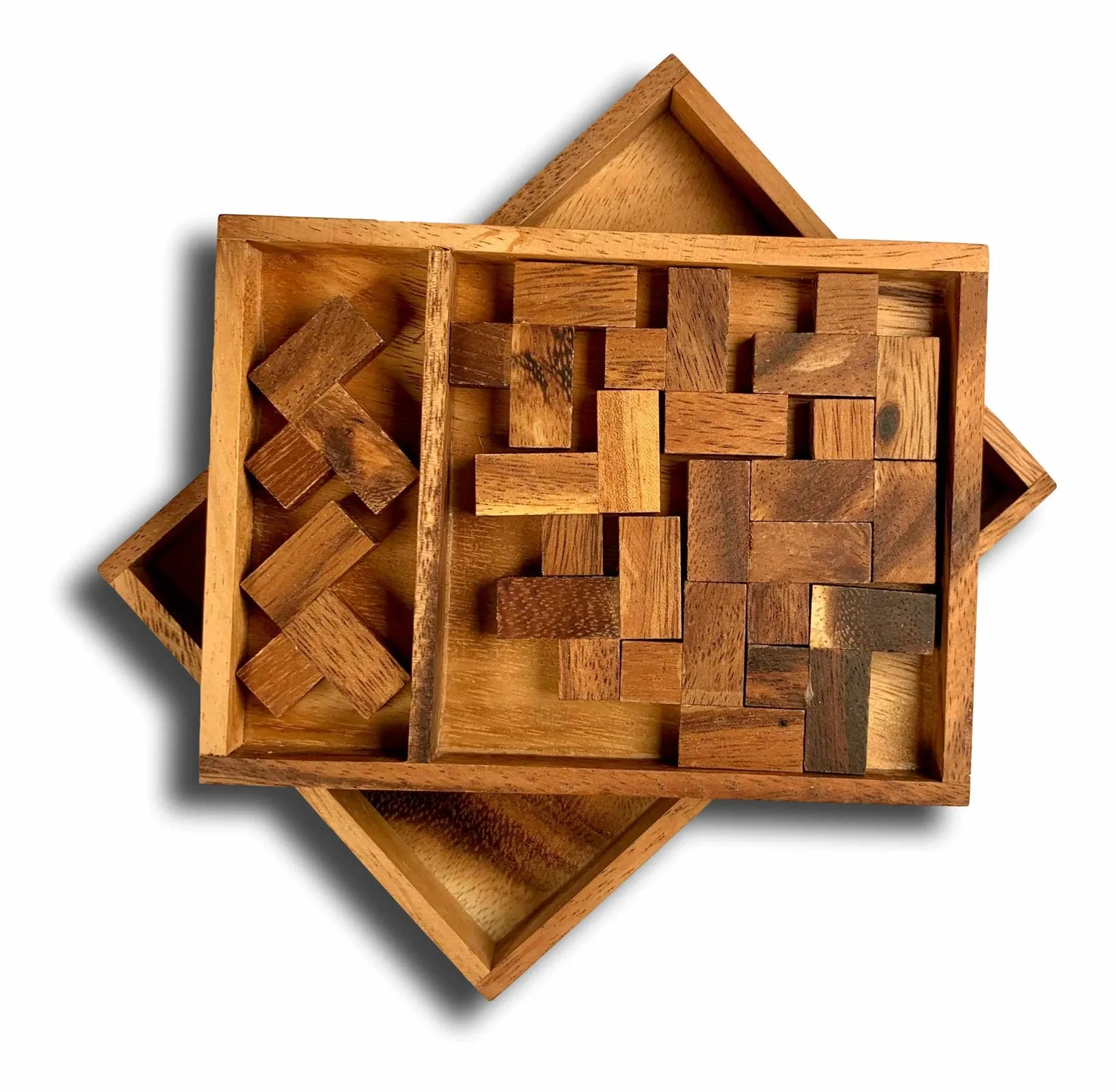 Eleven L's Wood Puzzle - comes unsolved... very challenging wood brain teaser puzzle
