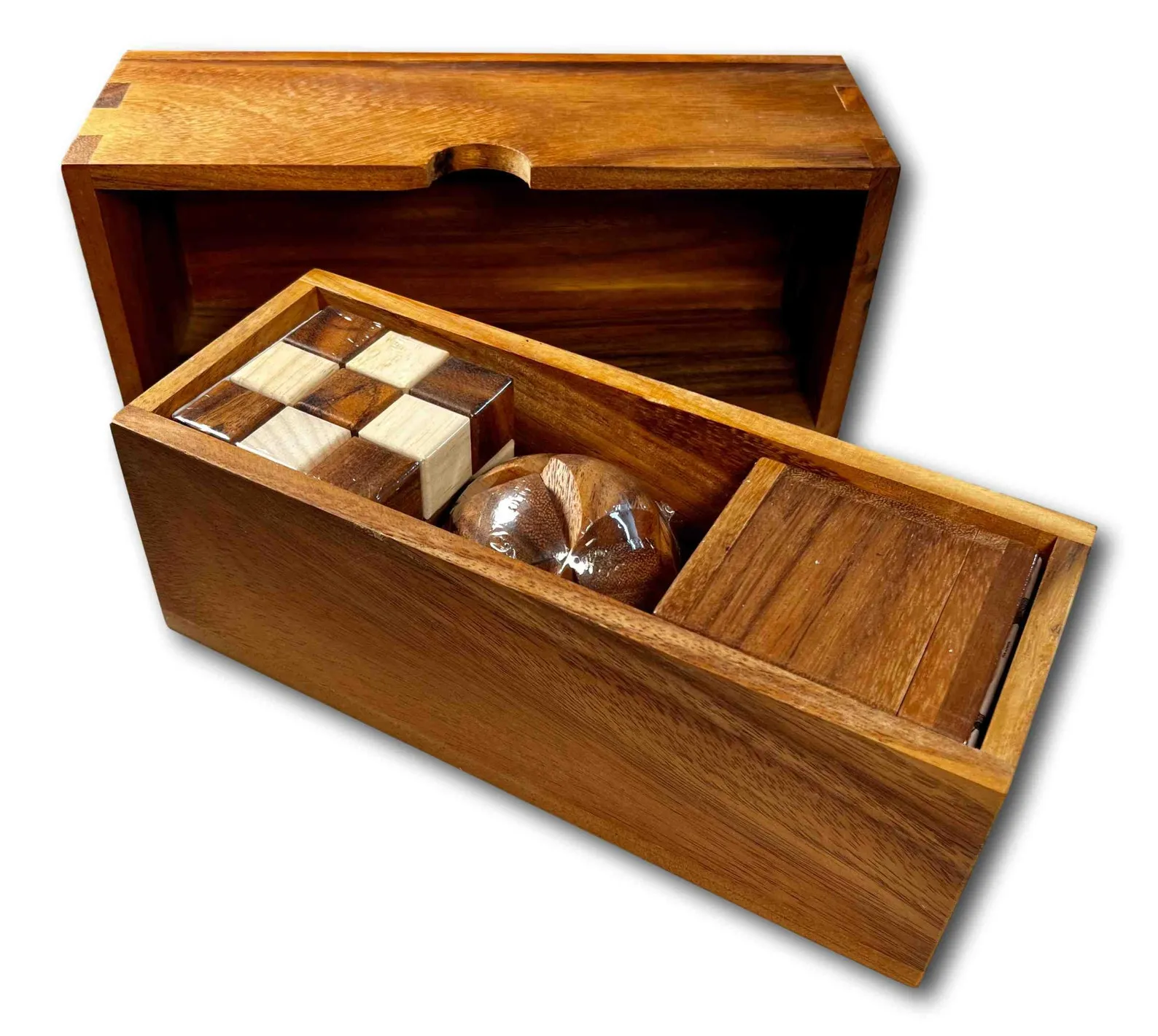 3 Wooden Puzzle Gift Set - Puzzle Lover's Gift for Kids Featuring the Soma Cube, Snake Cube, and Soccer Ball Brain Teasers - Image 2