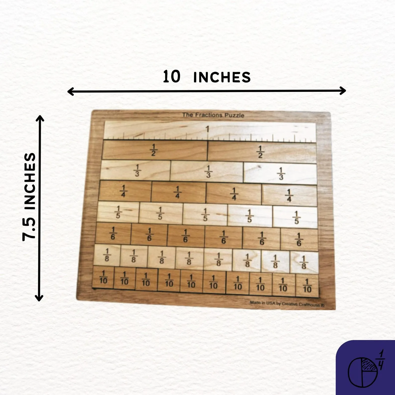 Fractions Puzzle, Wooden Math Game, Montessori Puzzle, Math Toys, Homeschool Math Game, Educational Toys, Fraction Learning, Math Class Gift - Image 2