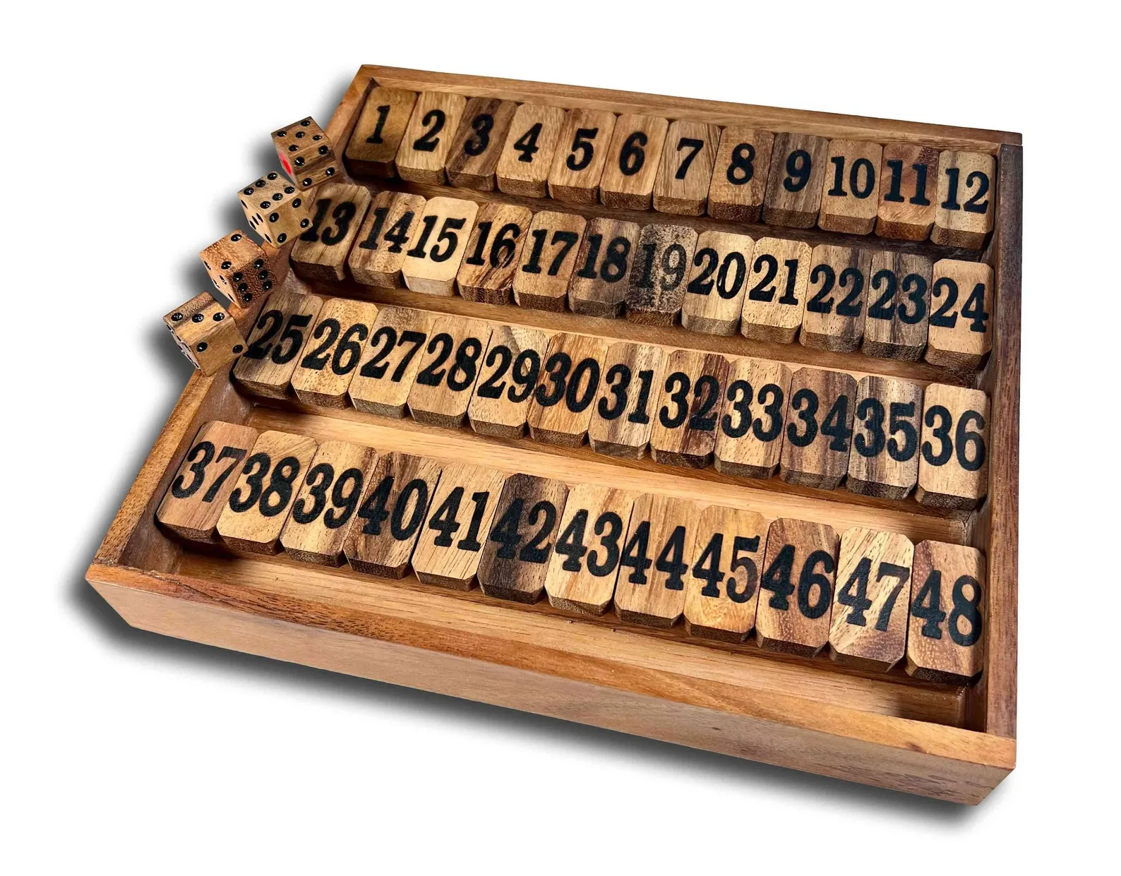 Shut The Box 1-48 Dice Game, Wooden Board Game, Math Learning Game, Math Teaching Gift, Educational Game, Christmas Gift, Family Board Game