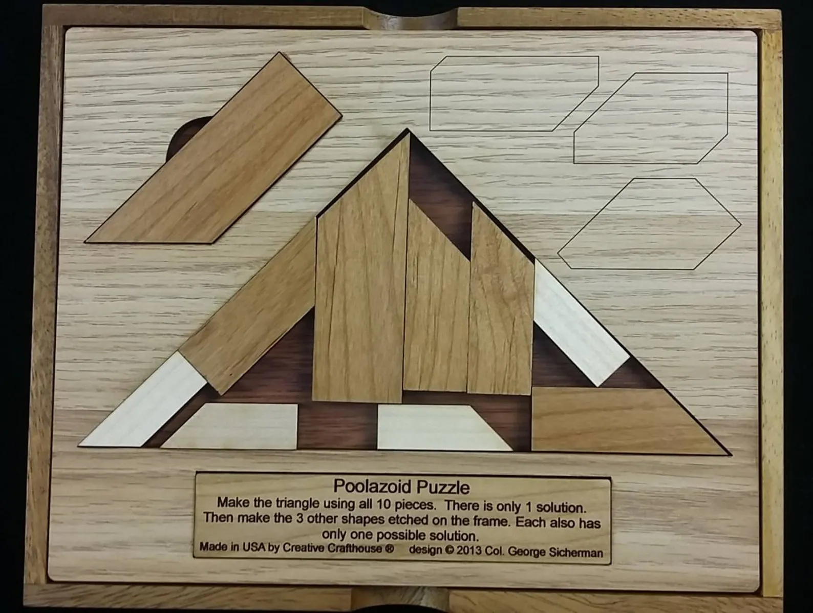 Wood Poolazoid Puzzle, Geometric Triangle Puzzle, Difficult Puzzle, Math Classroom Decor, Math Teacher Gift, Wood Brain Teaser, Math Puzzle