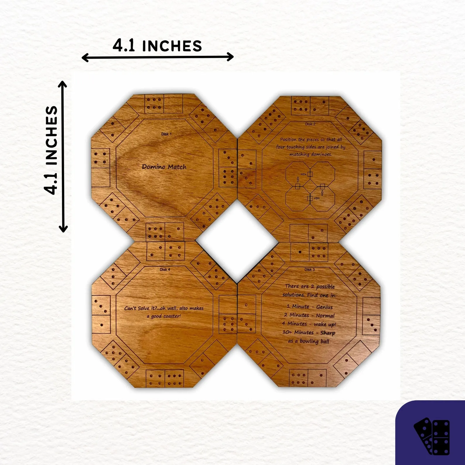 Puzzle Coaster set of 4 Coasters for Drink and a Puzzle at the Same Time, The Domino Match Brain Teaser - Image 2