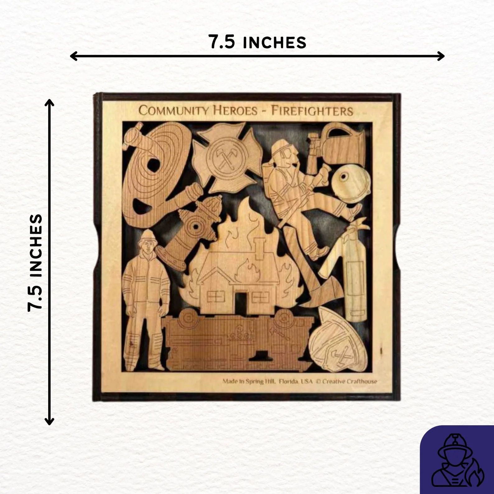 Firefighters Puzzle, Wooden Brain Teaser, Packing Puzzle, Classroom Activity, Family Game Night Gift, Community Heroes Tangram Puzzle - Image 2