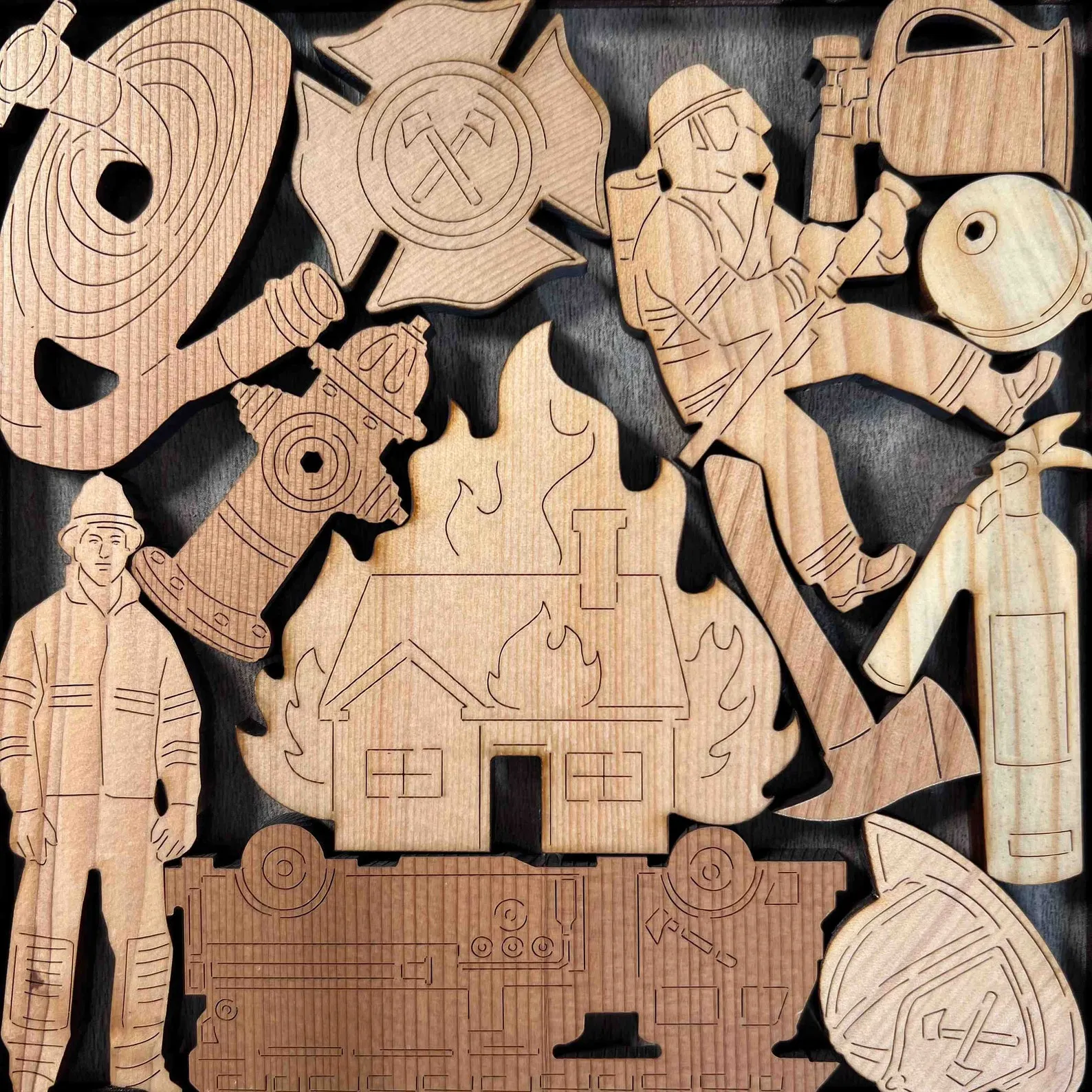 Firefighters Puzzle, Wooden Brain Teaser, Packing Puzzle, Classroom Activity, Family Game Night Gift, Community Heroes Tangram Puzzle - Image 5